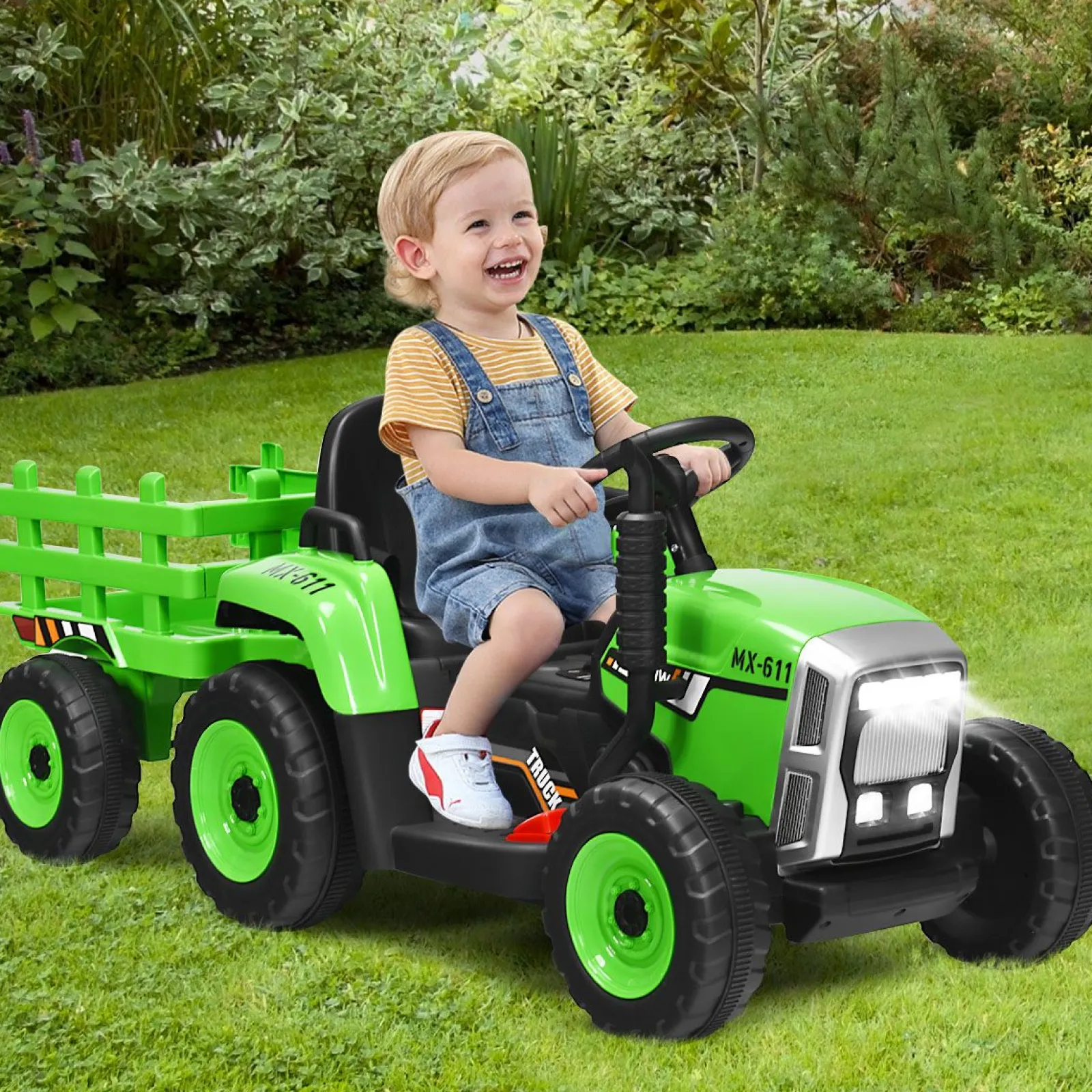 Little Helper Swing & Slide Sets & Garden Play & Trampolines | Ride On Toys | Montessori Electric Vehicle | 12V Kids Ride On Tractor with Trailer Music and LED Lights | Colour Options | 3 Years+