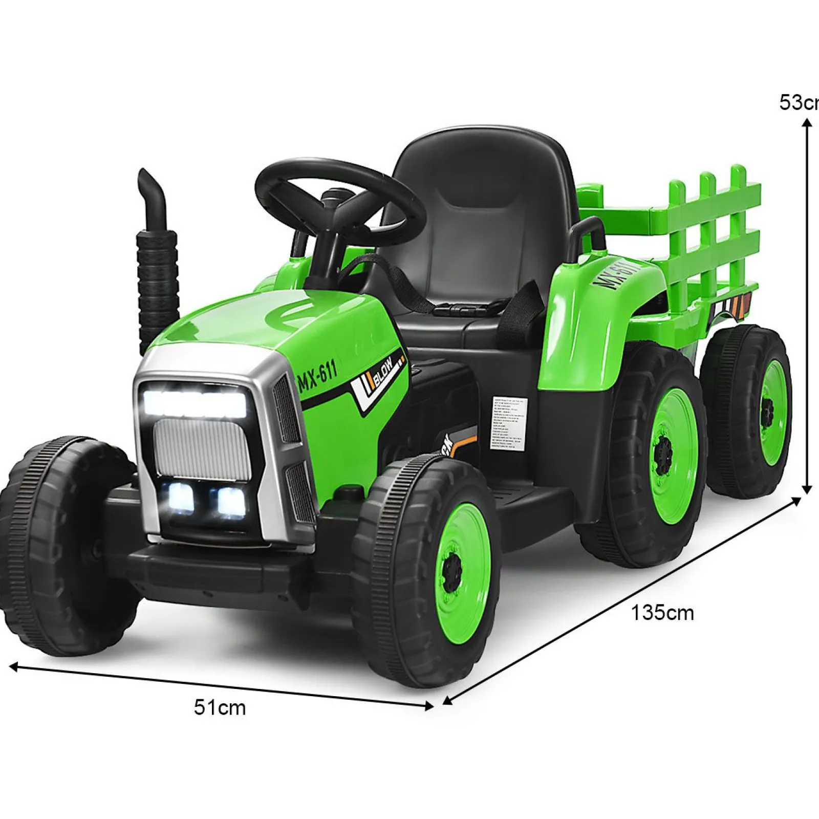 Little Helper Swing & Slide Sets & Garden Play & Trampolines | Ride On Toys | Montessori Electric Vehicle | 12V Kids Ride On Tractor with Trailer Music and LED Lights | Colour Options | 3 Years+