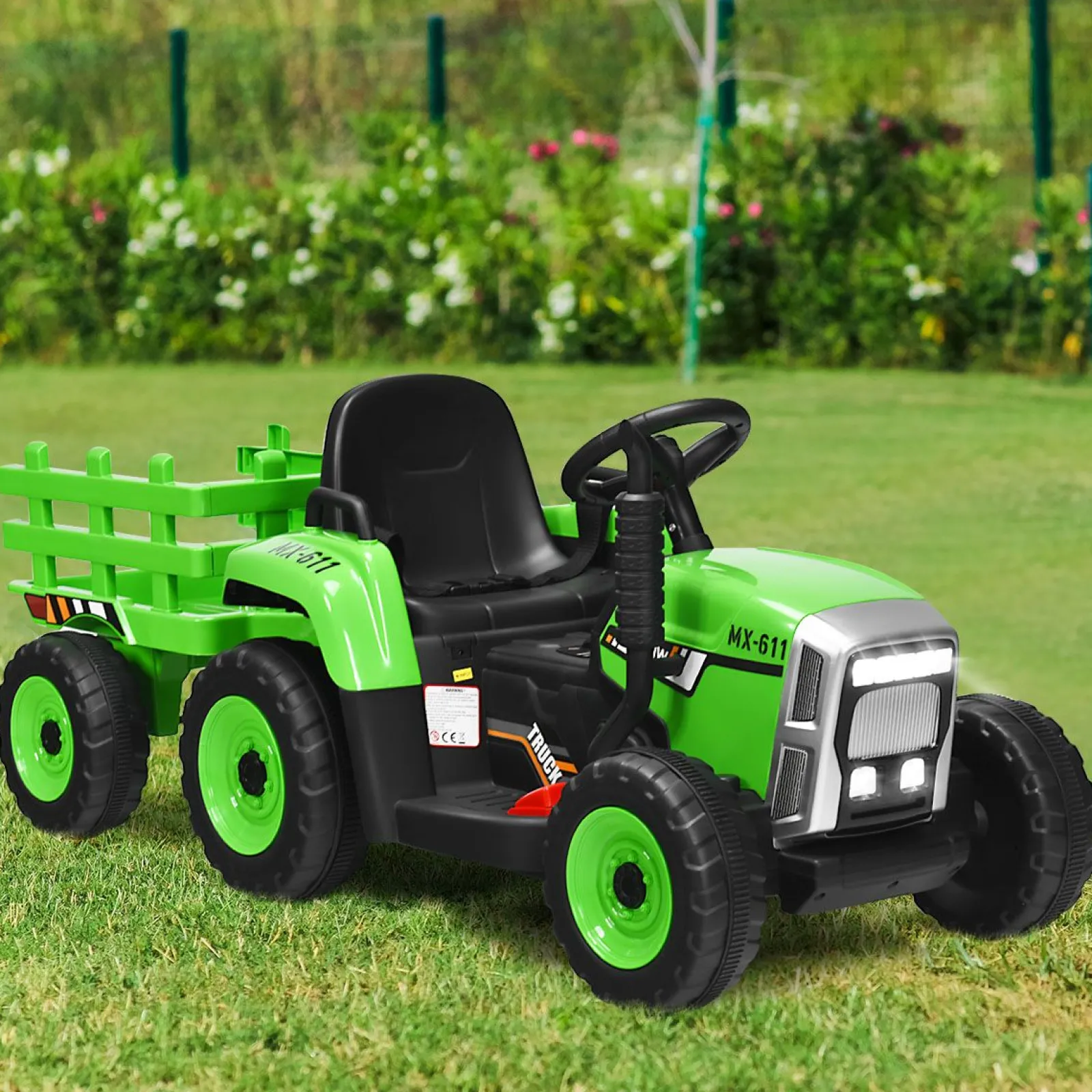 Little Helper Swing & Slide Sets & Garden Play & Trampolines | Ride On Toys | Montessori Electric Vehicle | 12V Kids Ride On Tractor with Trailer Music and LED Lights | Colour Options | 3 Years+