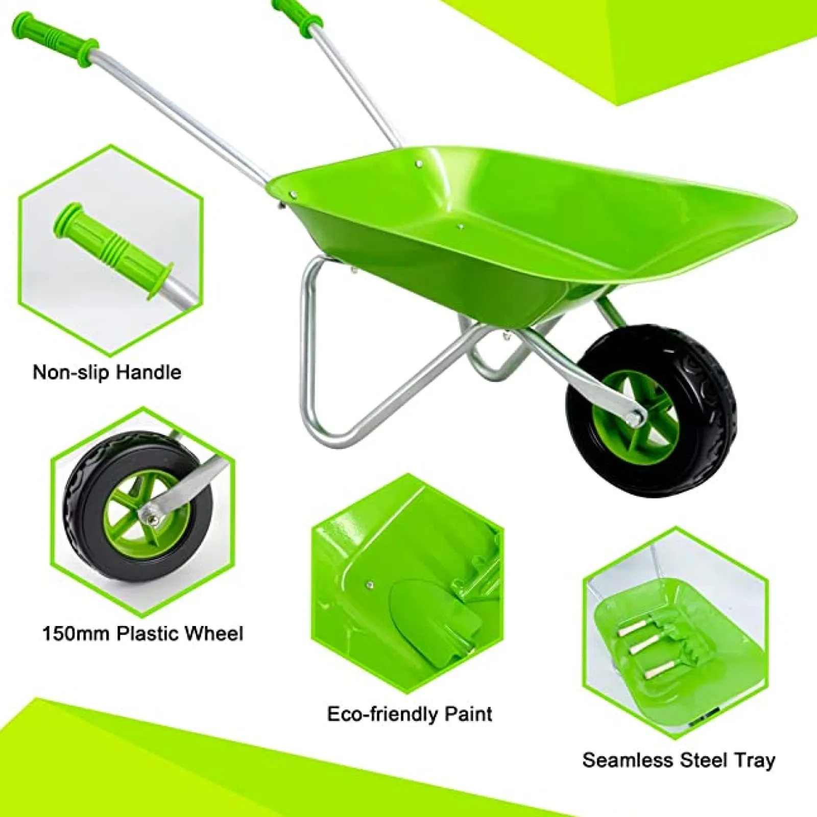 Little Helper Sand & Water Table & Sandpits & Mud Kitchens | Montessori Garden Toy Set with Rust-Resistant Stainless Steel Wheelbarrow & Tool Kit | Outdoor Kids Toys for Sand Pit | 3 years+