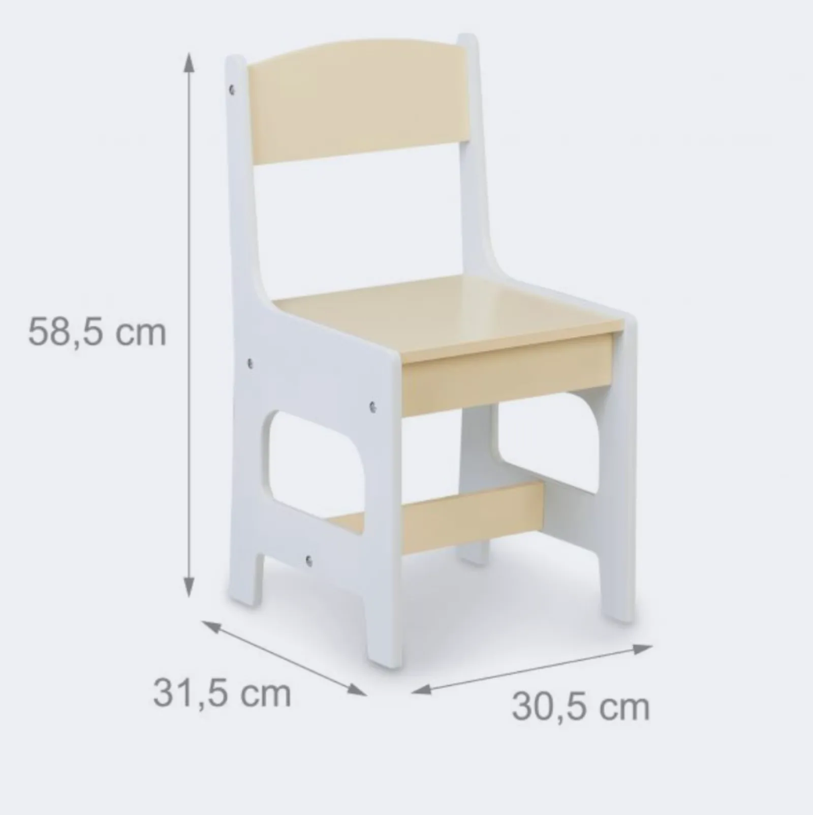 Little Helper Table & Chairs (wooden) | Montessori Homework Desk | Blackboard | Chair | Natural & White | 3-8 Years