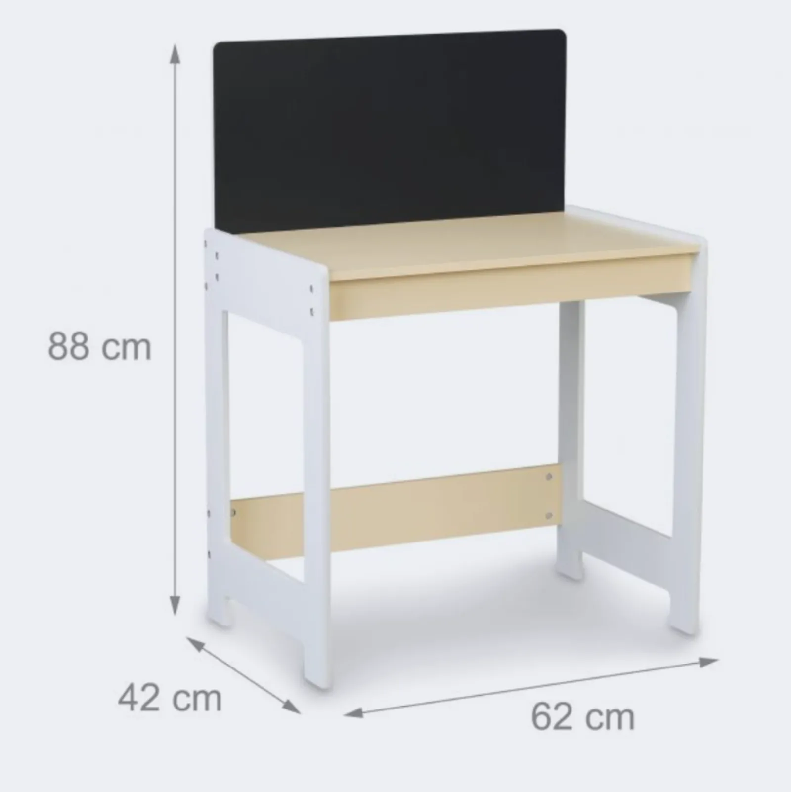 Little Helper Table & Chairs (wooden) | Montessori Homework Desk | Blackboard | Chair | Natural & White | 3-8 Years