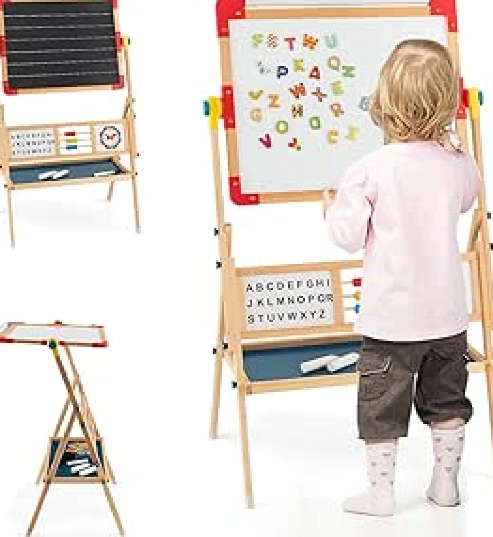 Little Helper Easels & Accessories | Kids Easels & Accessories | Montessori 3-in-1 360° Educational Magnetic Art Easel | Whiteboard | Chalkboard | Accessories