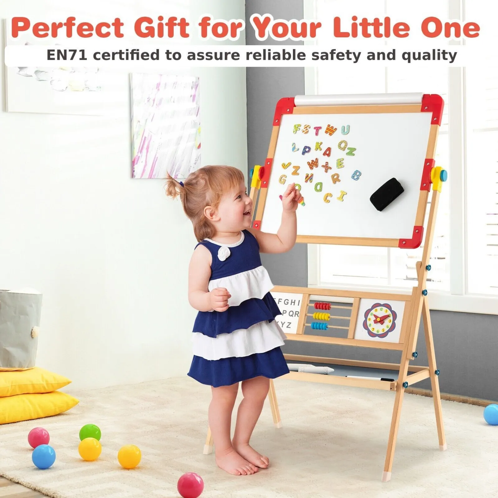 Little Helper Easels & Accessories | Kids Easels & Accessories | Montessori 3-in-1 360° Educational Magnetic Art Easel | Whiteboard | Chalkboard | Accessories