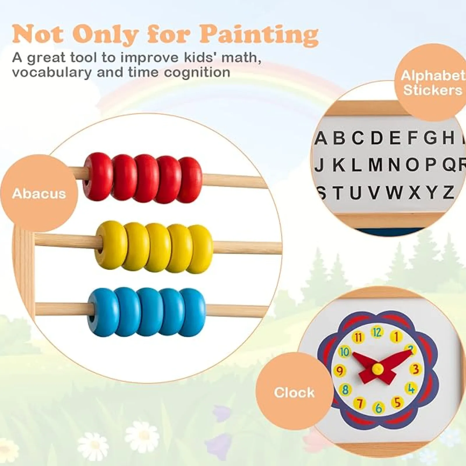 Little Helper Easels & Accessories | Kids Easels & Accessories | Montessori 3-in-1 360° Educational Magnetic Art Easel | Whiteboard | Chalkboard | Accessories