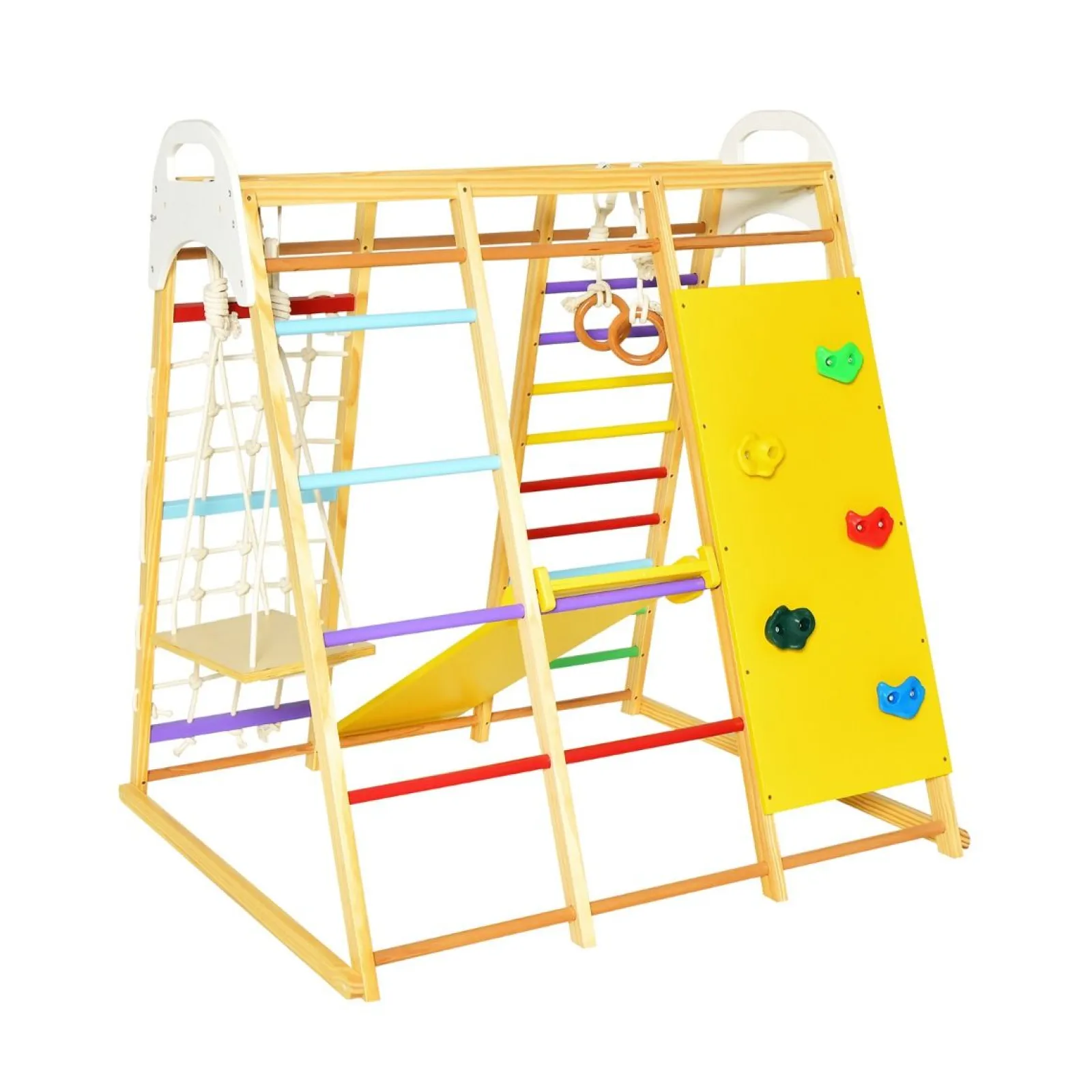 Little Helper Swing & Slide Sets & Garden Play & Trampolines | Kids Climbing Frames & Activity Toys | Montessori 8-in-1 Eco Wood Jungle Gym | Climber Play Set | Slide | Monkey Bars | 3 years+