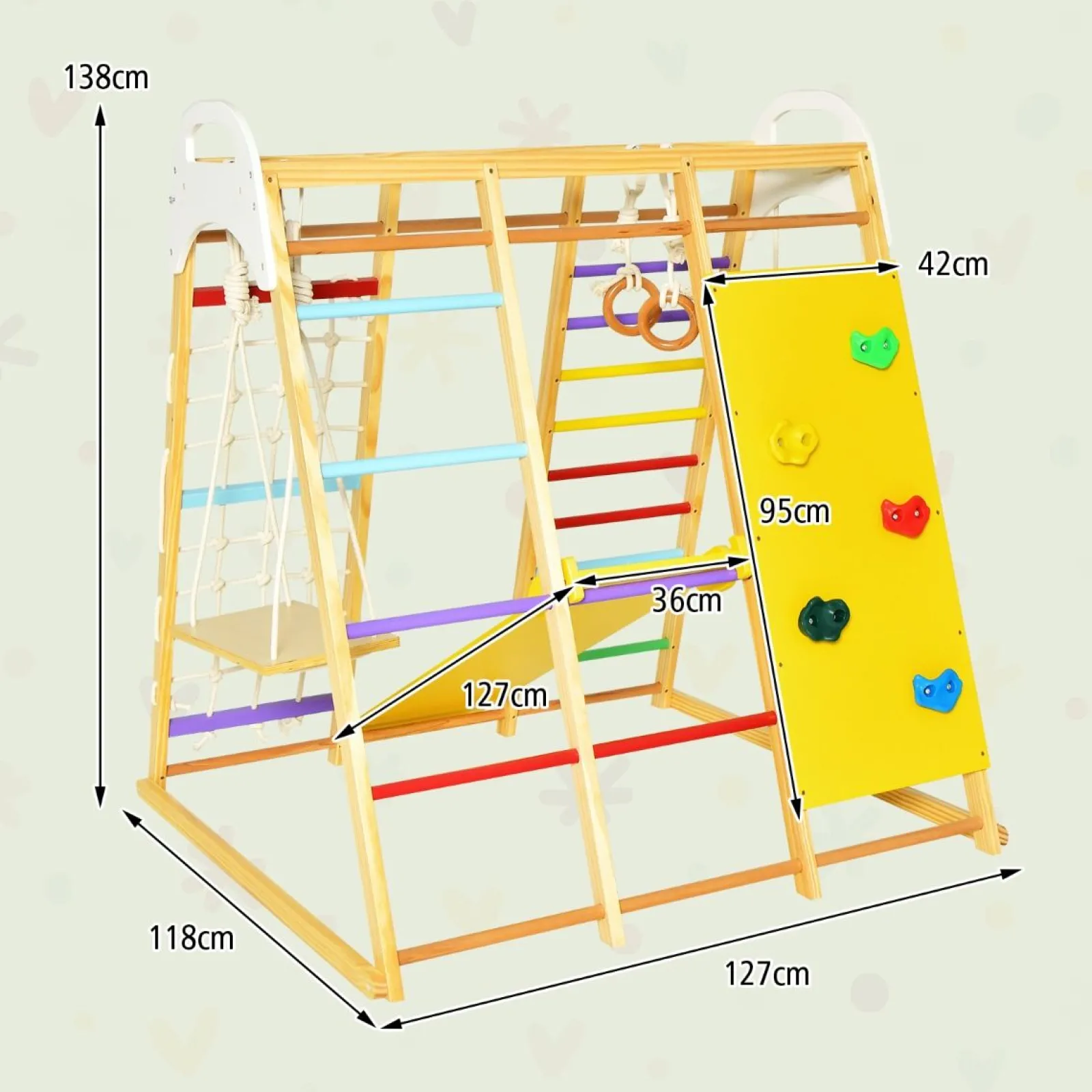 Little Helper Swing & Slide Sets & Garden Play & Trampolines | Kids Climbing Frames & Activity Toys | Montessori 8-in-1 Eco Wood Jungle Gym | Climber Play Set | Slide | Monkey Bars | 3 years+