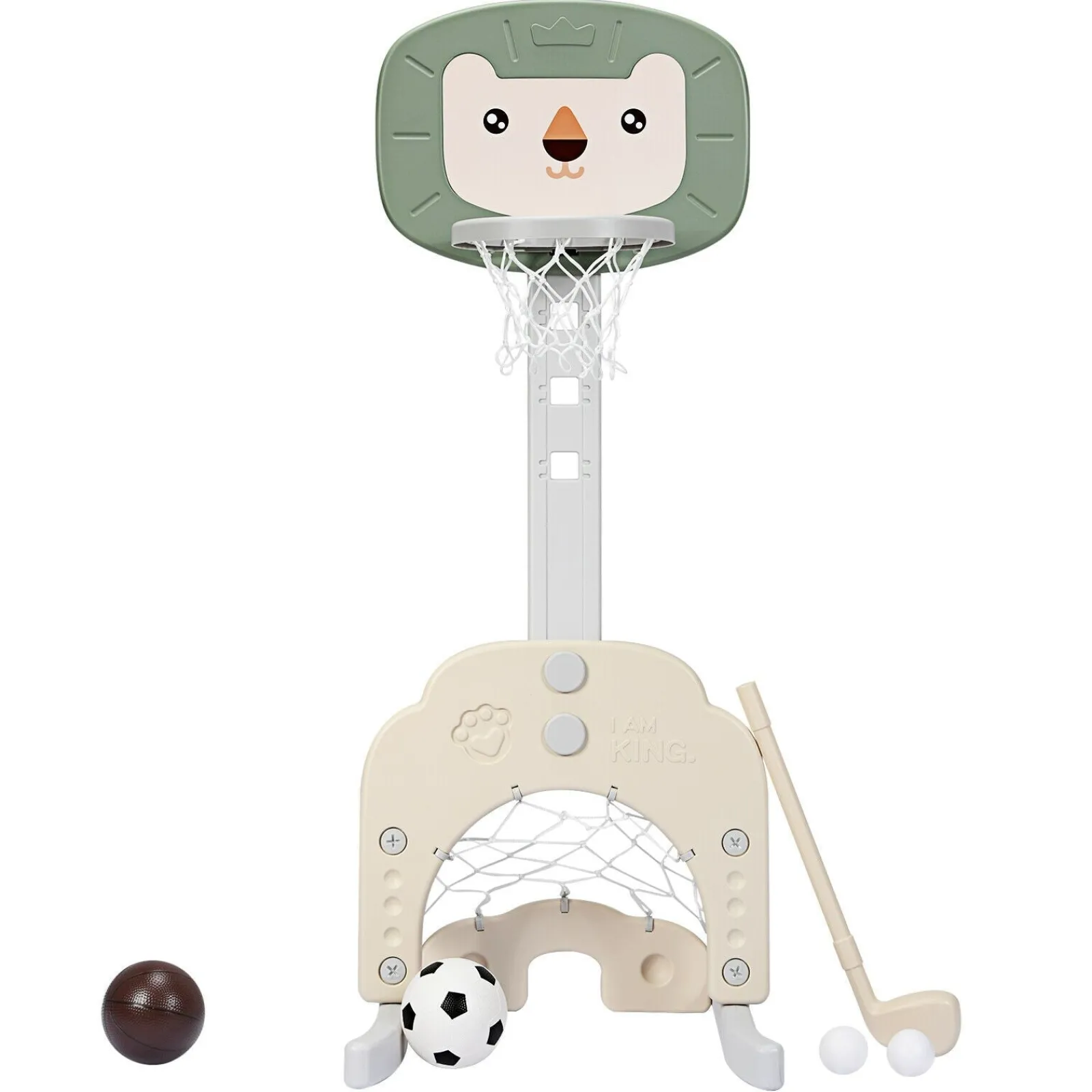 Little Helper Kids Climbing Frames & Activity Toys | Montessori Toys & Products | Montessori 3-in-1 Kids Basketball Stand | Adjustable Height | Football & Golf Goal | 3 Years+