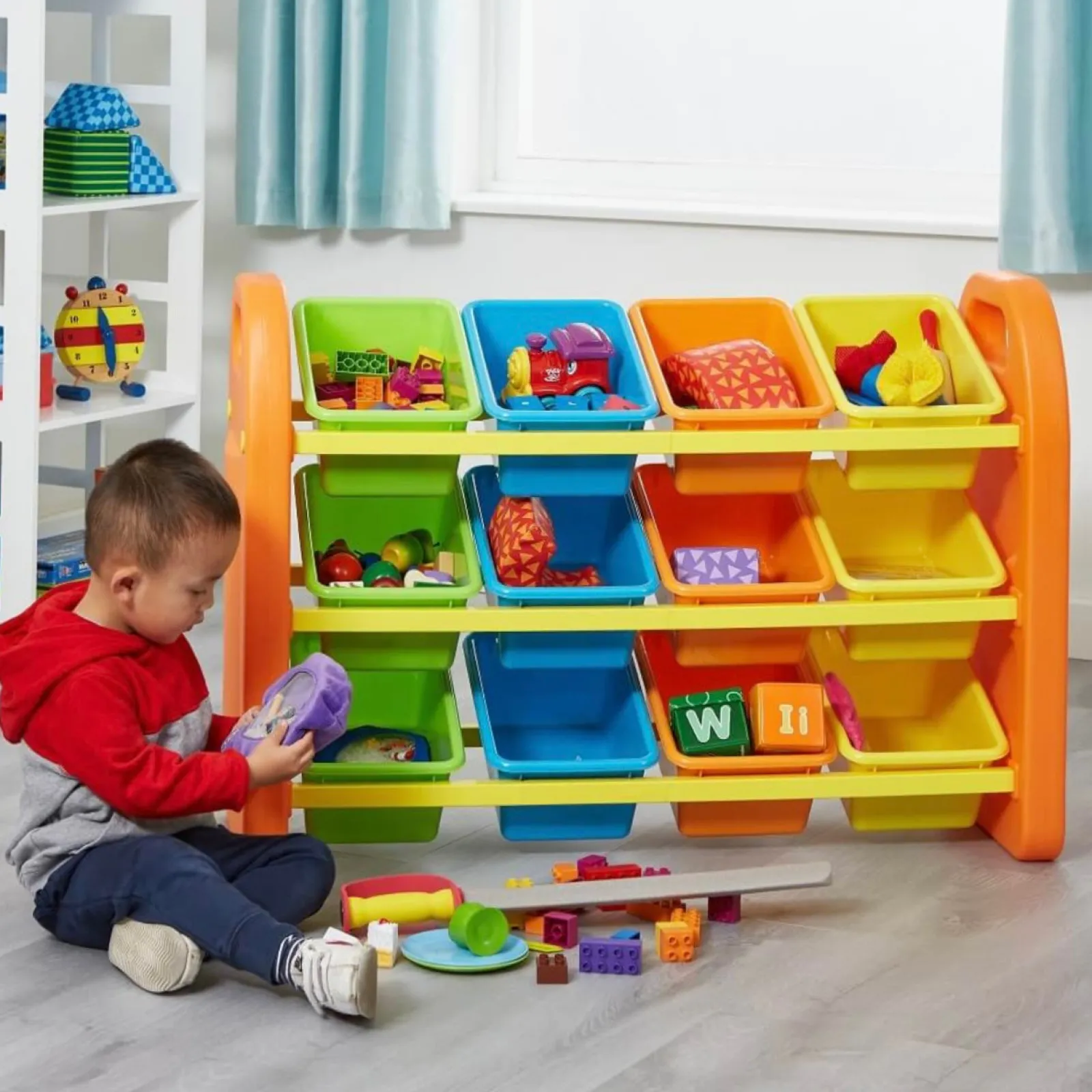 Little Helper Toy Storage Units | Toy Storage Units | Montessori Large Children's 12-Bin Toy Storage Unit | Primary Colours