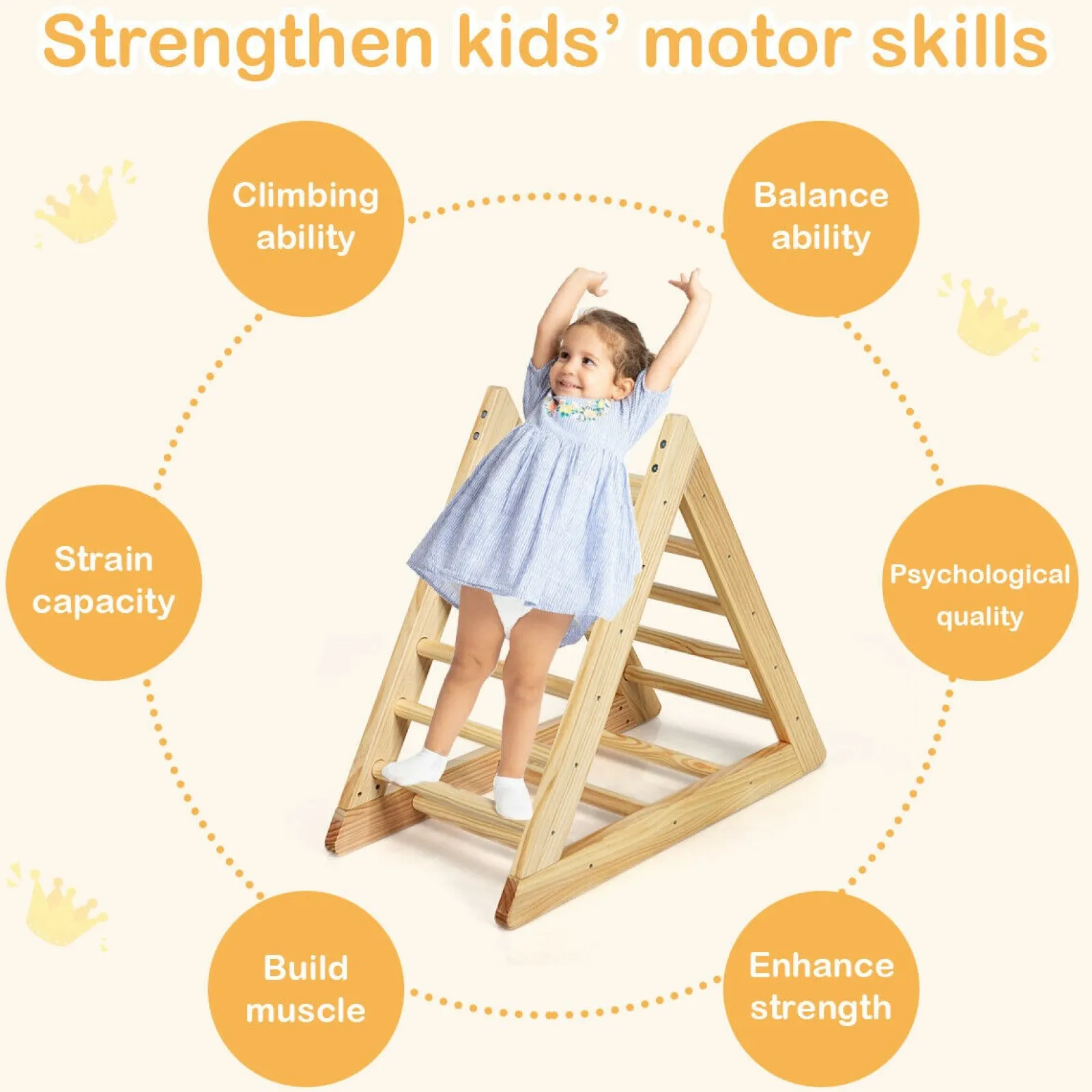 Little Helper Kids Climbing Frames & Activity Toys | Montessori Toys & Products | Montessori Natural Pikler Eco Pine Triangle | Wooden Toddler Climbing Frame | Indoor Climbing Frames