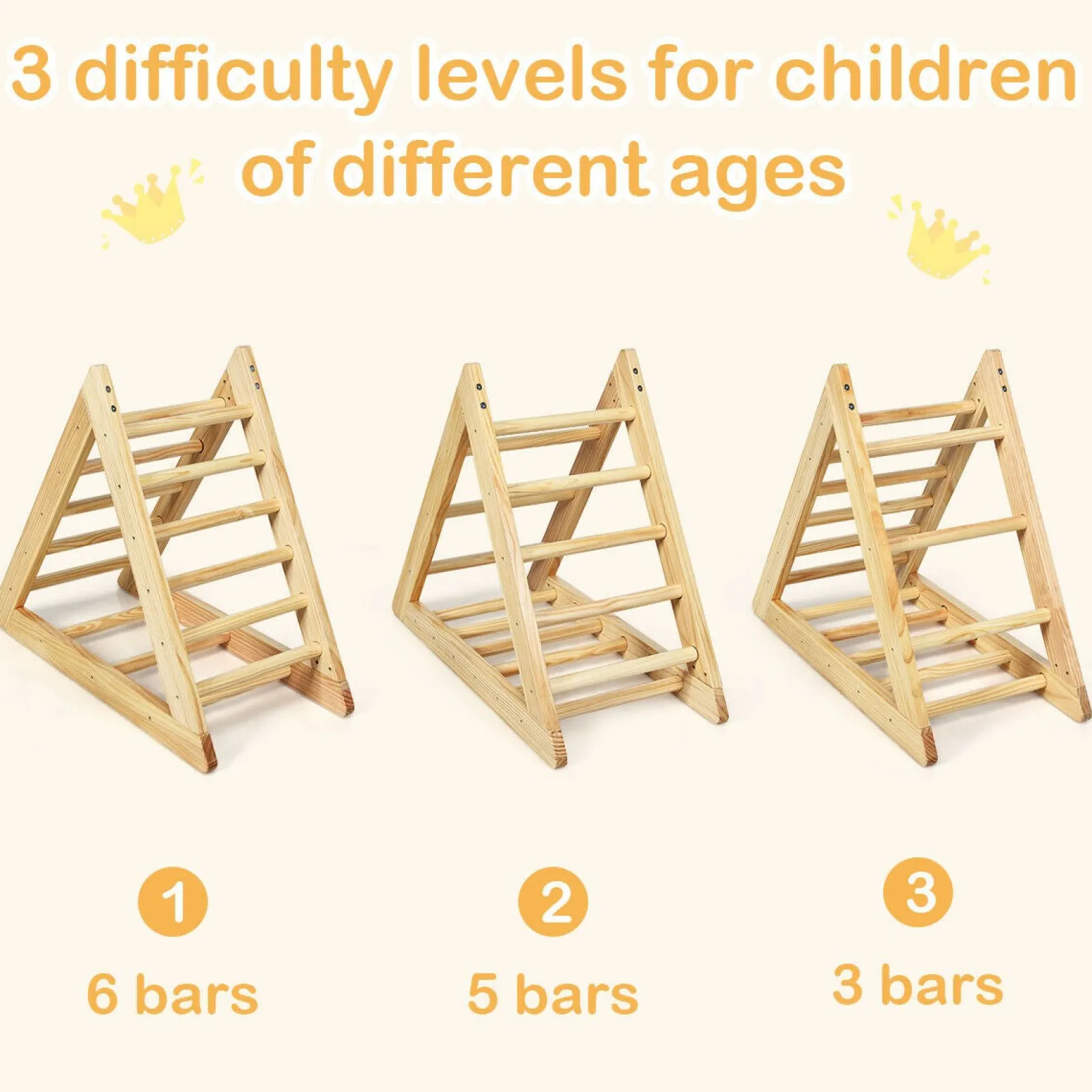 Little Helper Kids Climbing Frames & Activity Toys | Montessori Toys & Products | Montessori Natural Pikler Eco Pine Triangle | Wooden Toddler Climbing Frame | Indoor Climbing Frames
