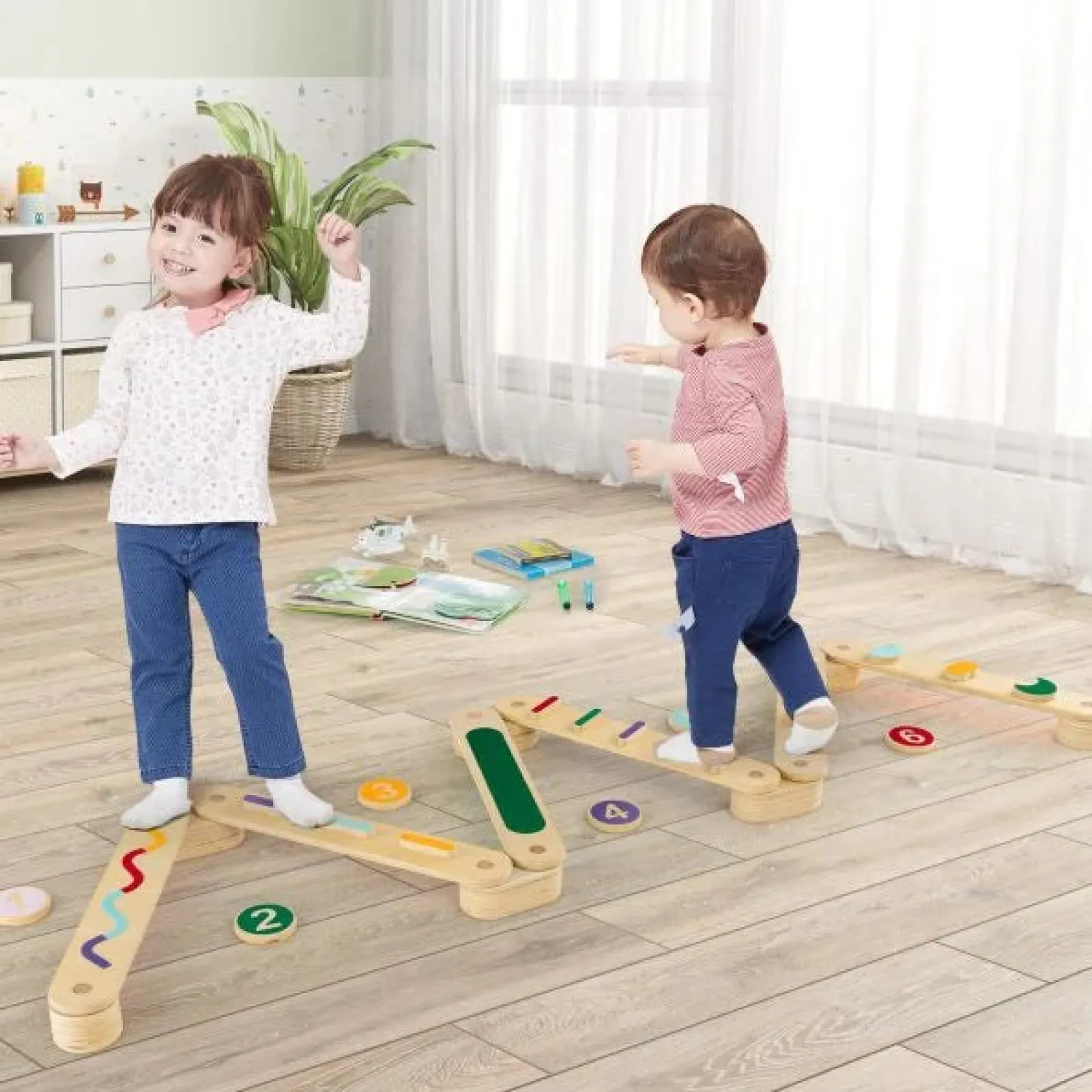Little Helper Kids Climbing Frames & Activity Toys | Montessori Toys & Products | Montessori Pikler | High Quality Eco Wood Balance Beam | Stepping Stones | Natural & Pastels