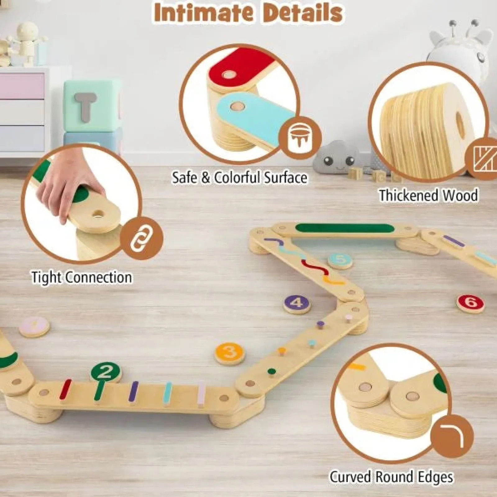 Little Helper Kids Climbing Frames & Activity Toys | Montessori Toys & Products | Montessori Pikler | High Quality Eco Wood Balance Beam | Stepping Stones | Natural & Pastels
