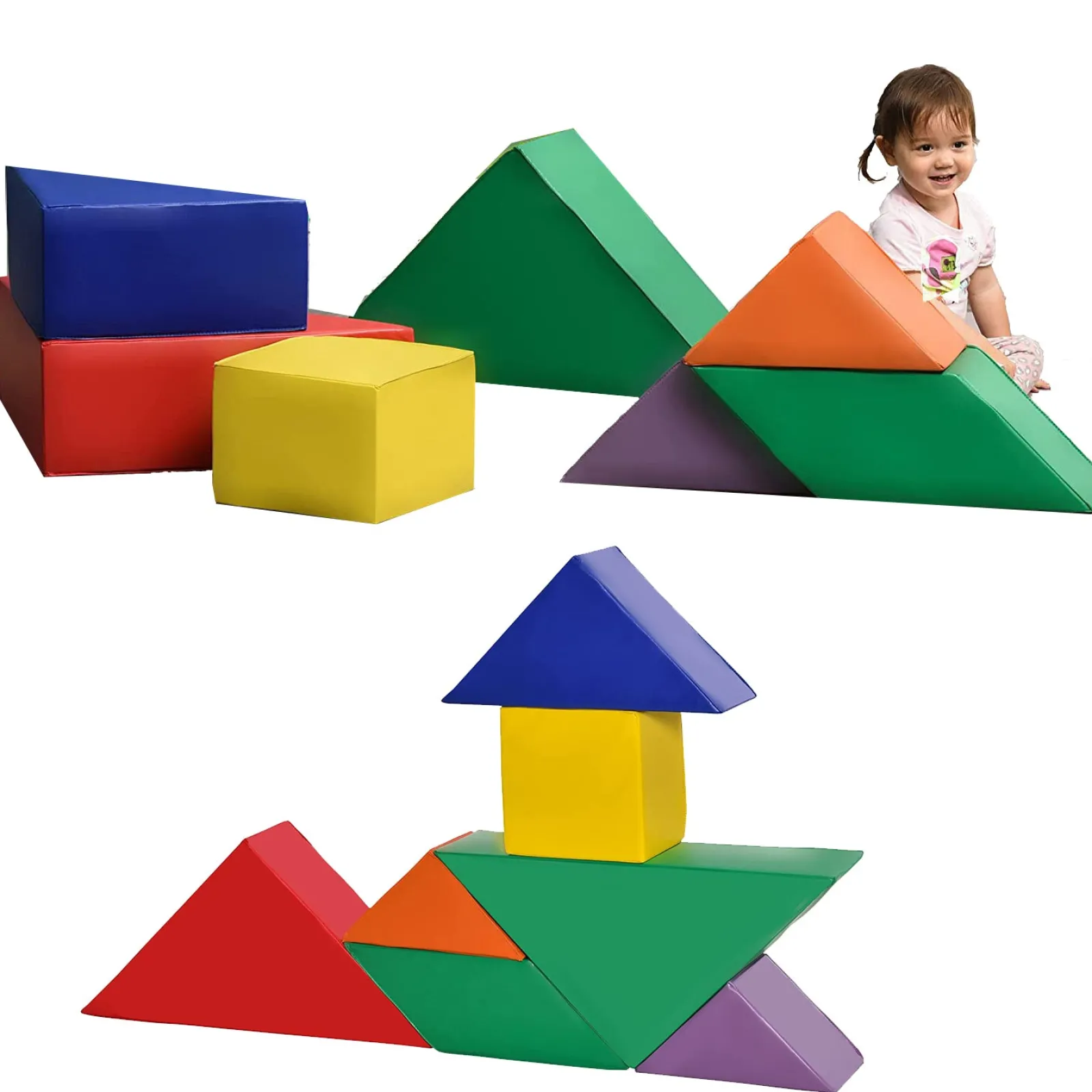 Little Helper Swing & Slide Sets & Garden Play & Trampolines | Kids Climbing Frames & Activity Toys | Montessori Soft Play Equipment | 7 Piece Interlocking Foam Play Set | Variety of Shapes | 12 months+
