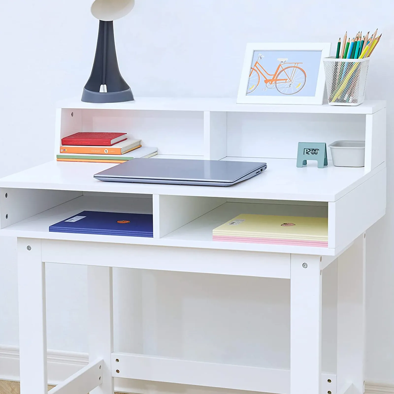 Little Helper Table & Chairs (wooden) | Montessori Space Saving Eco-Conscious Desk | Bureau | Storage & Chair | White | 3-10 Years