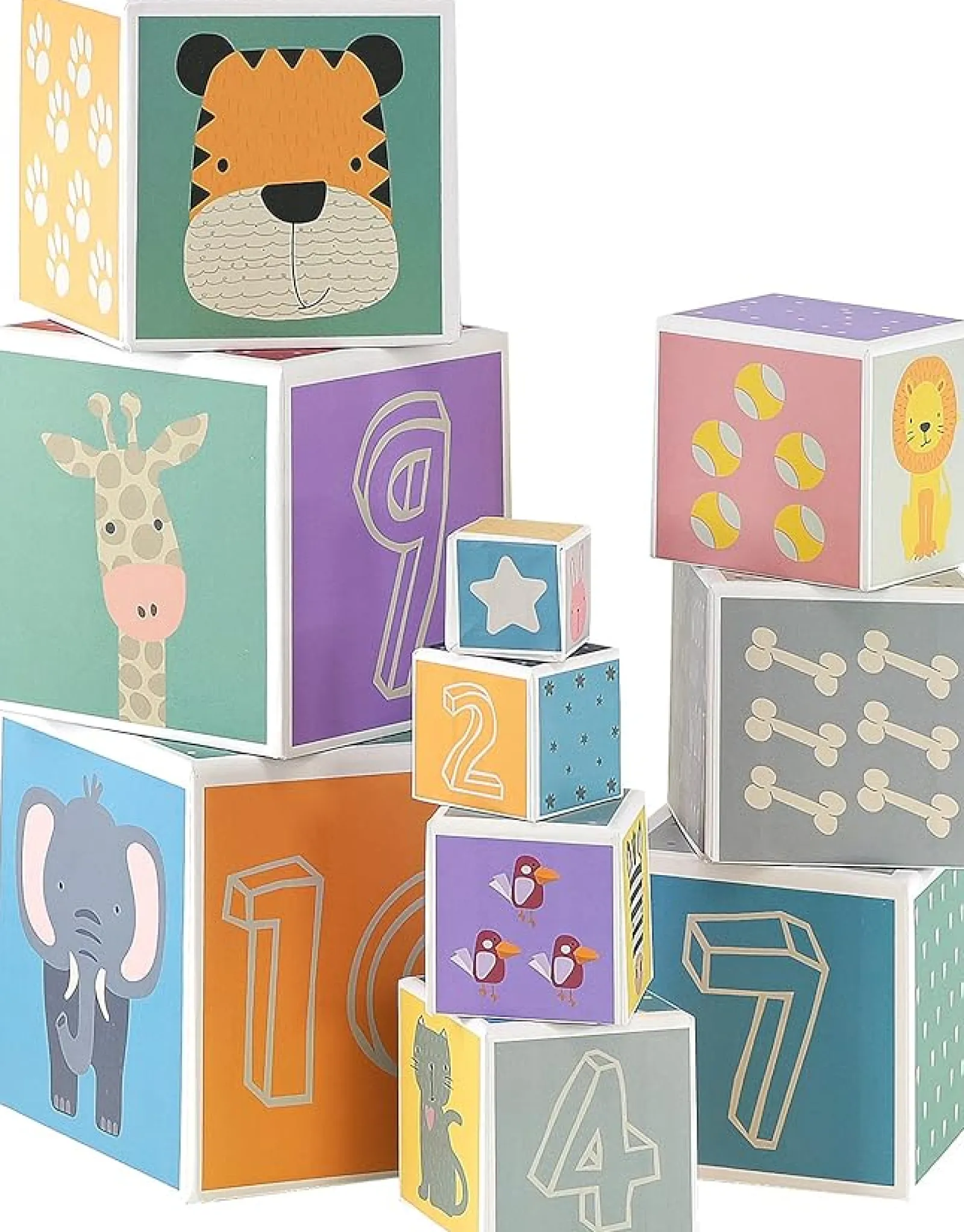Little Helper Wooden Toys & Educational Toys | Montessori Toys & Products | Montessori Square Stacking Pyramid Ultra Cute Animals, Shapes & Numbers | Stacking and Nesting Toys