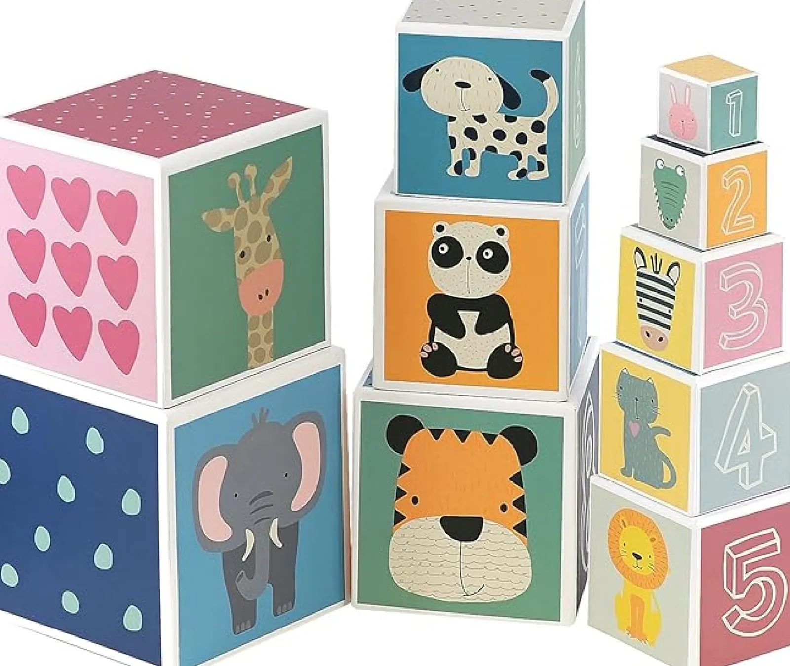 Little Helper Wooden Toys & Educational Toys | Montessori Toys & Products | Montessori Square Stacking Pyramid Ultra Cute Animals, Shapes & Numbers | Stacking and Nesting Toys