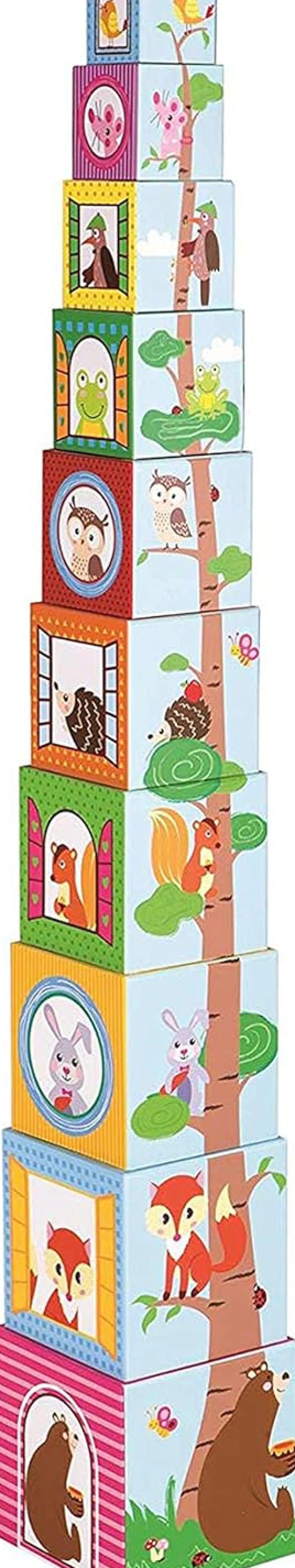 Little Helper Wooden Toys & Educational Toys | Baby Gifts | Montessori Toy | Triangle Stacking Pyramid Life in the Forest | Stacking and Nesting Toy | 12m+