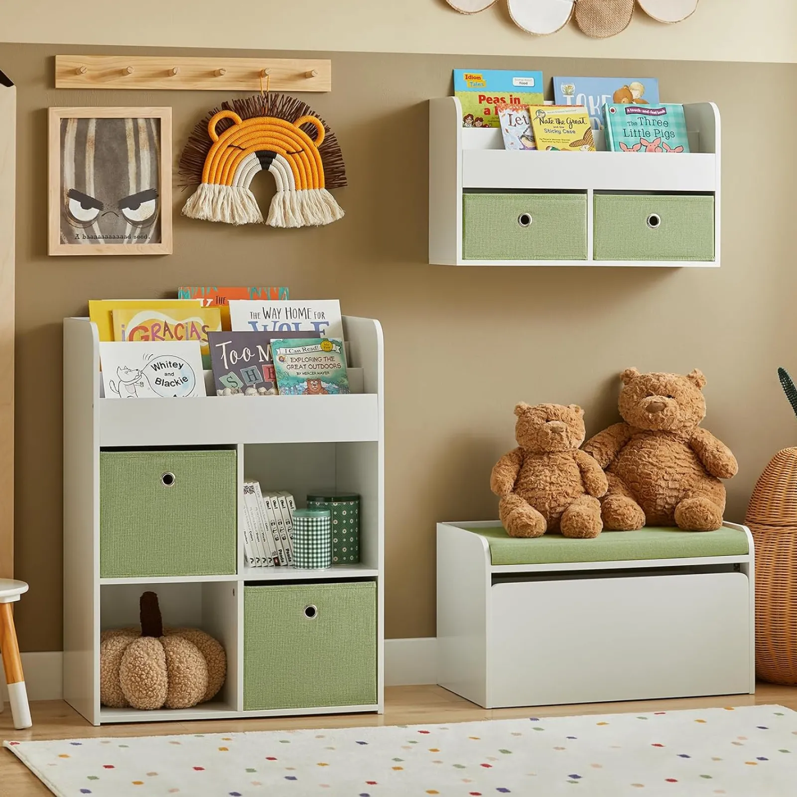 Little Helper High Chairs (plastic) | High Chairs (combination) | Montessori Toy Box | Toy Chest with Seat Cushion | Mobile Storage Unit | White