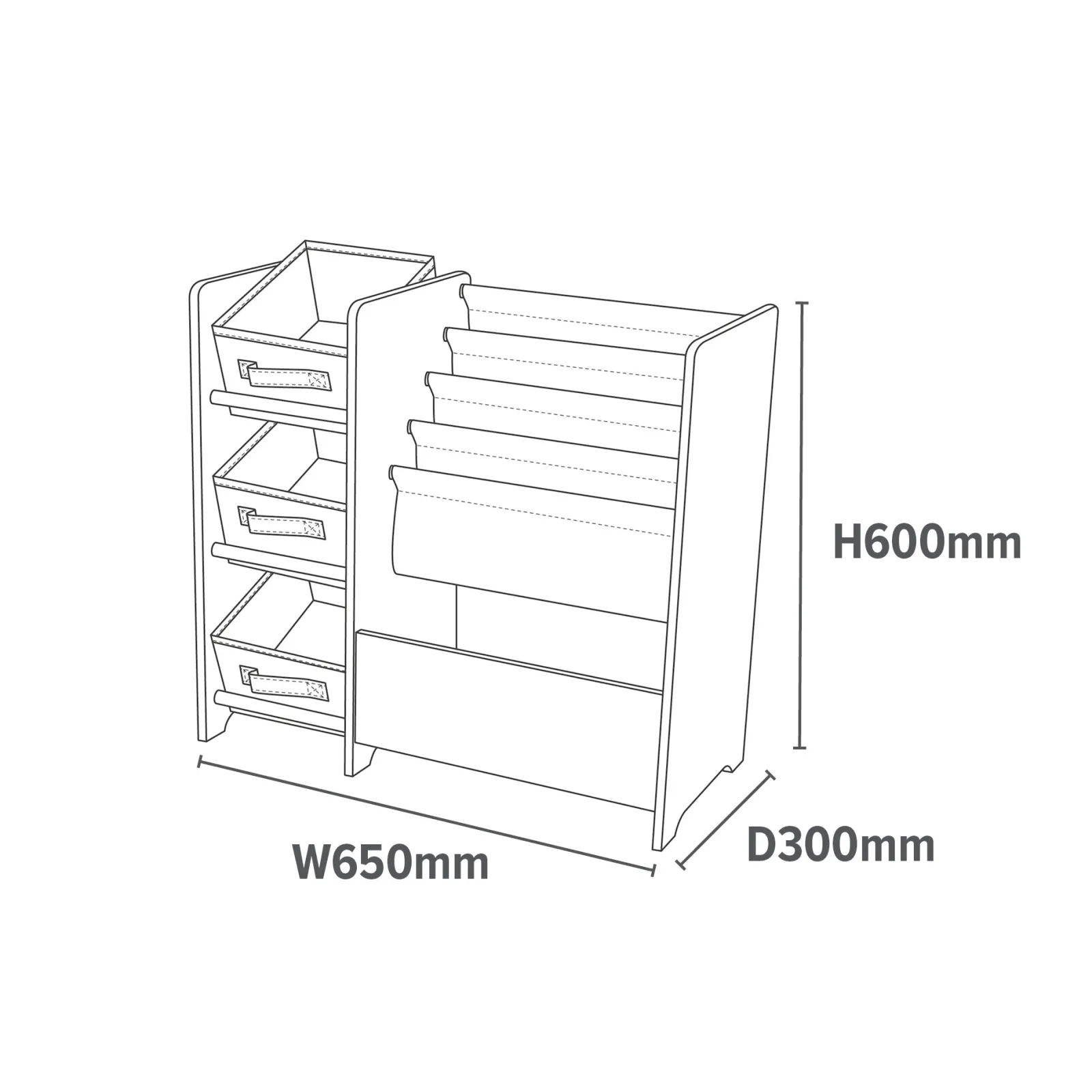 Little Helper Toy Storage Units | Toy Storage Units | Montessori Toy Storage Unit & Bookcase | 3 Storage Bins | White