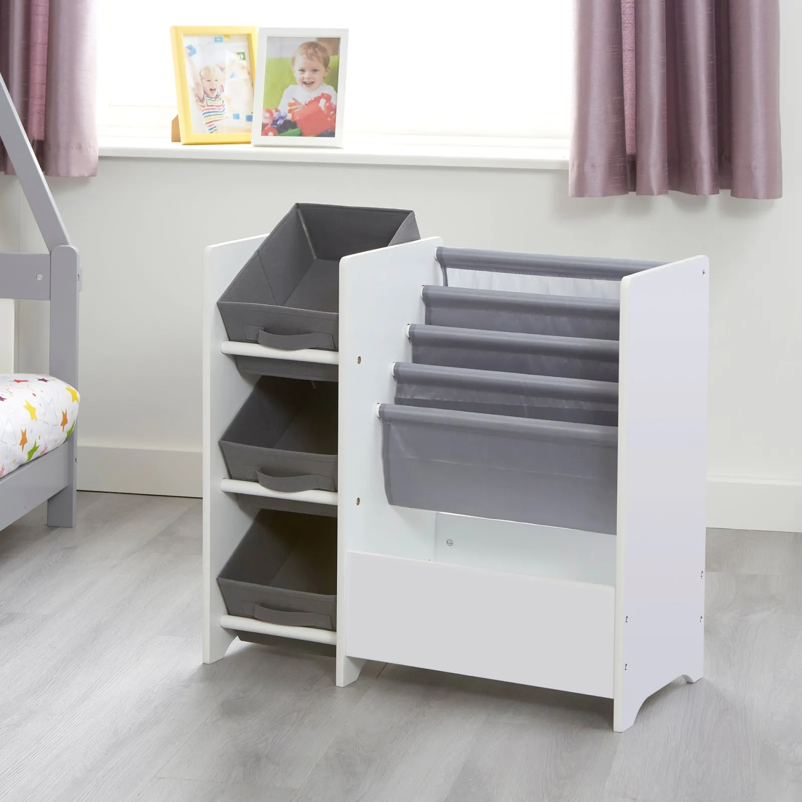 Little Helper Toy Storage Units | Toy Storage Units | Montessori Toy Storage Unit & Bookcase | 3 Storage Bins | White