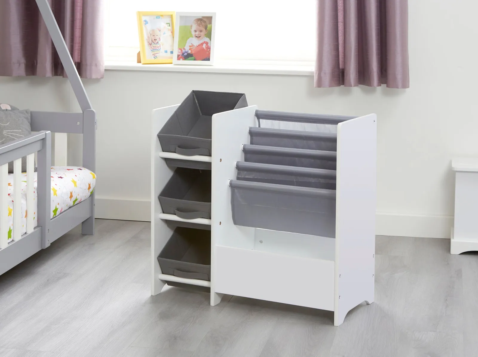 Little Helper Toy Storage Units | Toy Storage Units | Montessori Toy Storage Unit & Bookcase | 3 Storage Bins | White