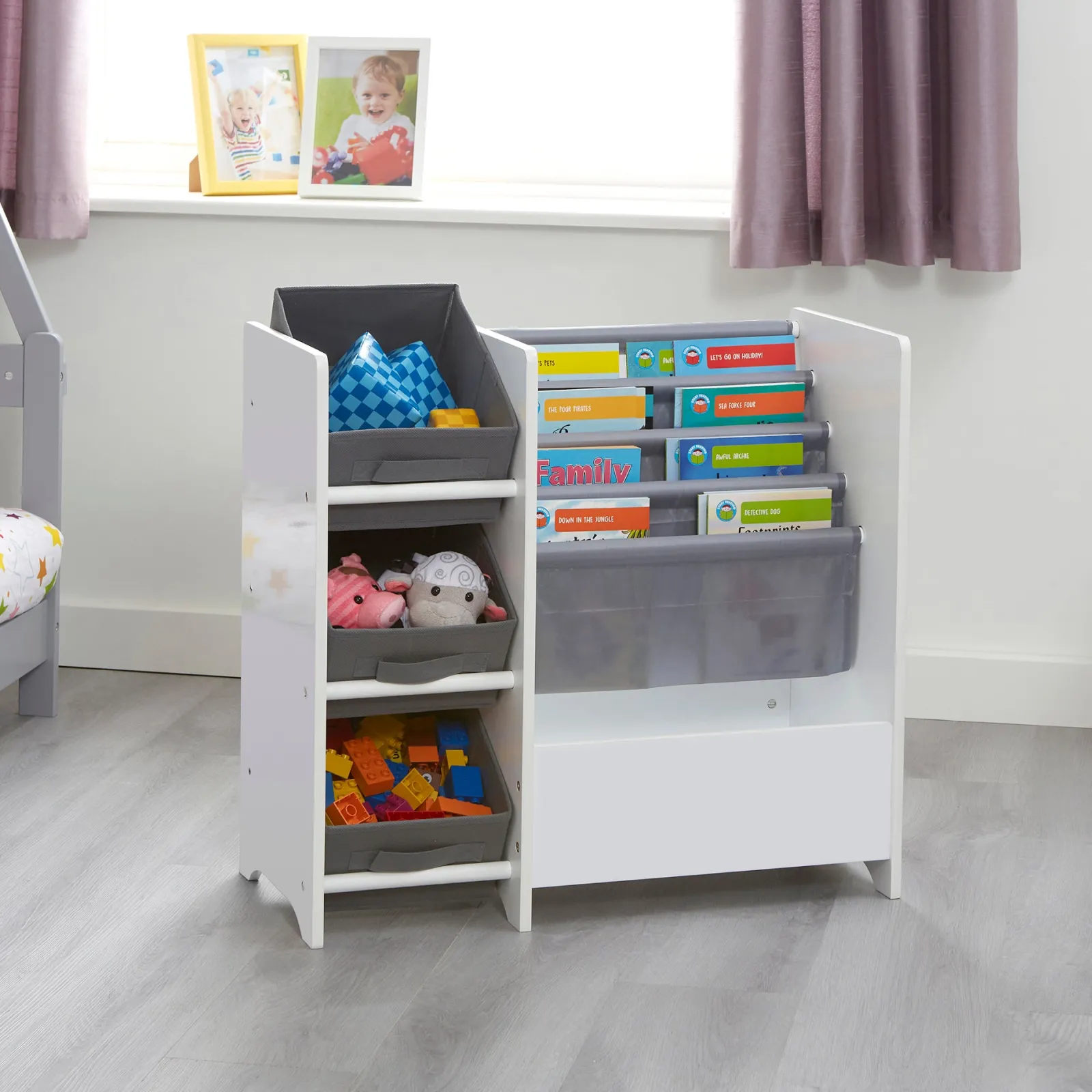 Little Helper Toy Storage Units | Toy Storage Units | Montessori Toy Storage Unit & Bookcase | 3 Storage Bins | White