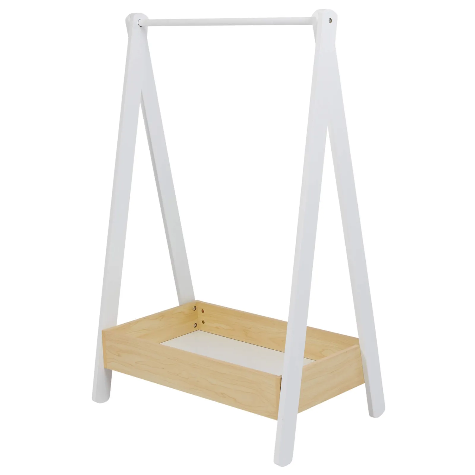 Little Helper Montessori Toys & Products | Role Play Toys & Pretend Play | Montessori Wooden Childrens Clothes Rail with Storage | Dress up Rail | 98cm High