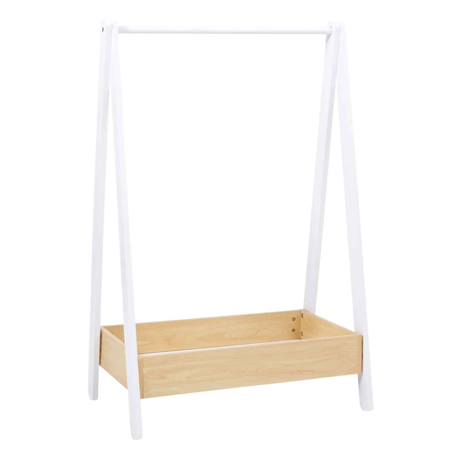 Little Helper Montessori Toys & Products | Role Play Toys & Pretend Play | Montessori Wooden Childrens Clothes Rail with Storage | Dress up Rail | 98cm High
