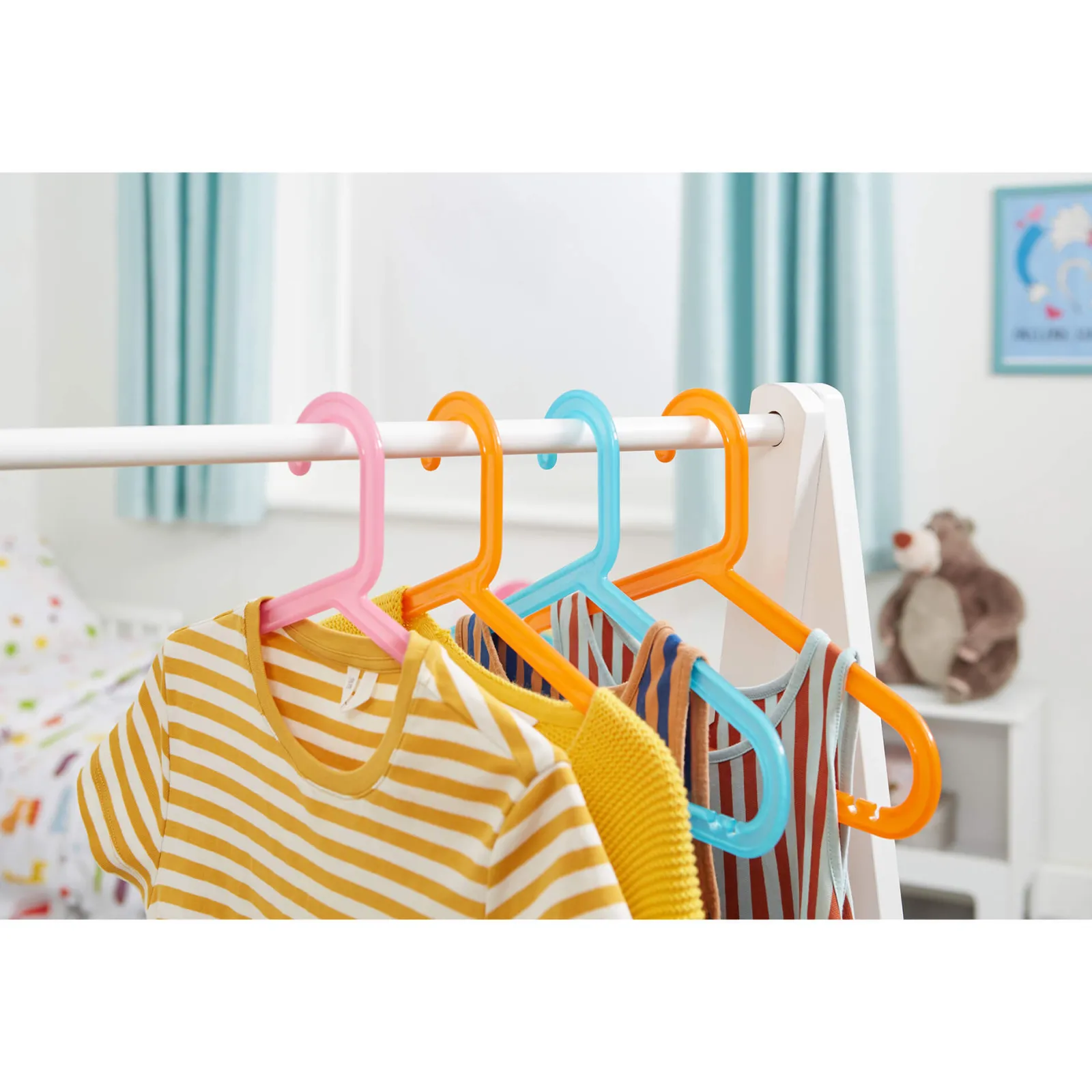 Little Helper Montessori Toys & Products | Role Play Toys & Pretend Play | Montessori Wooden Childrens Clothes Rail with Storage | Dress up Rail | 98cm High