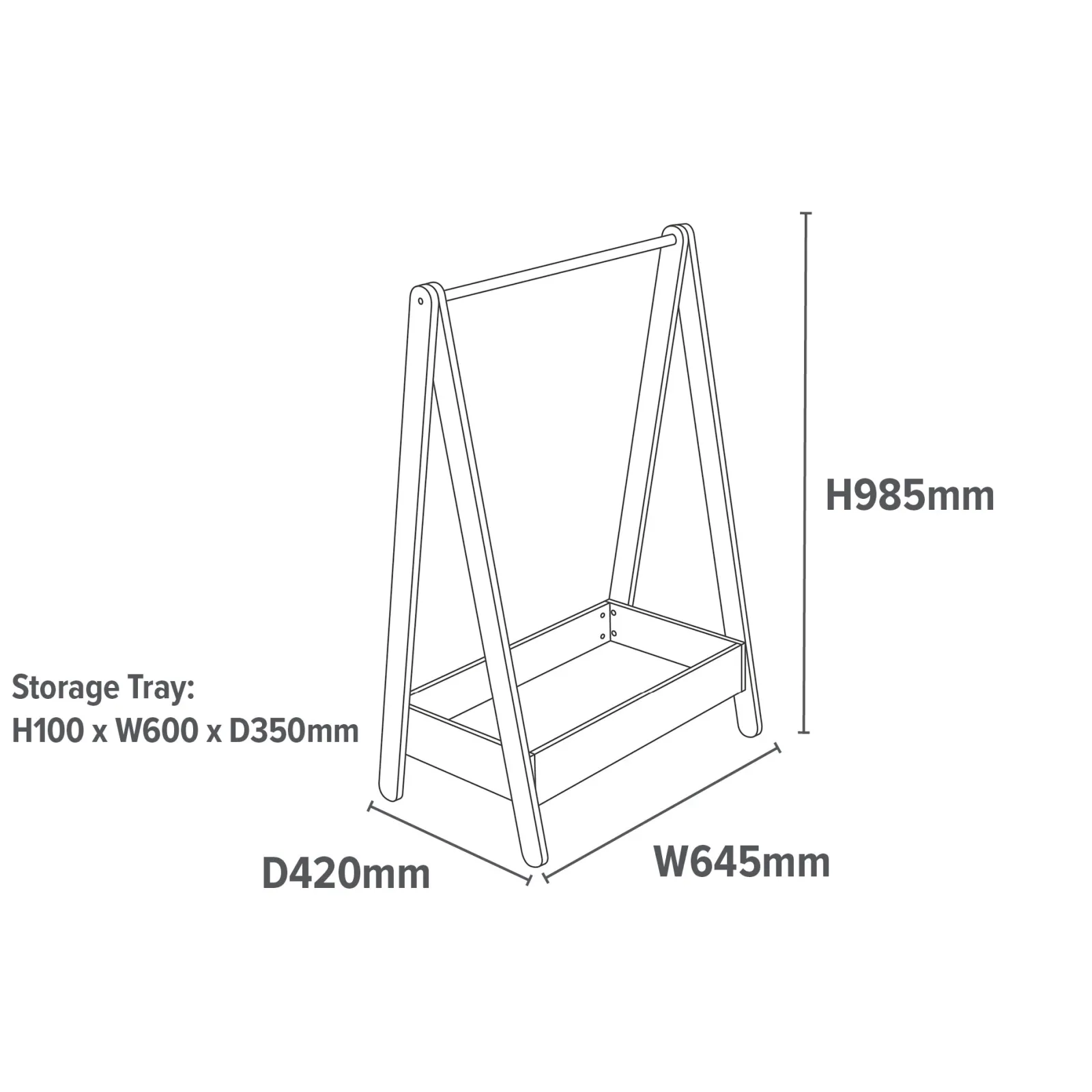 Little Helper Montessori Toys & Products | Role Play Toys & Pretend Play | Montessori Wooden Childrens Clothes Rail with Storage | Dress up Rail | 98cm High