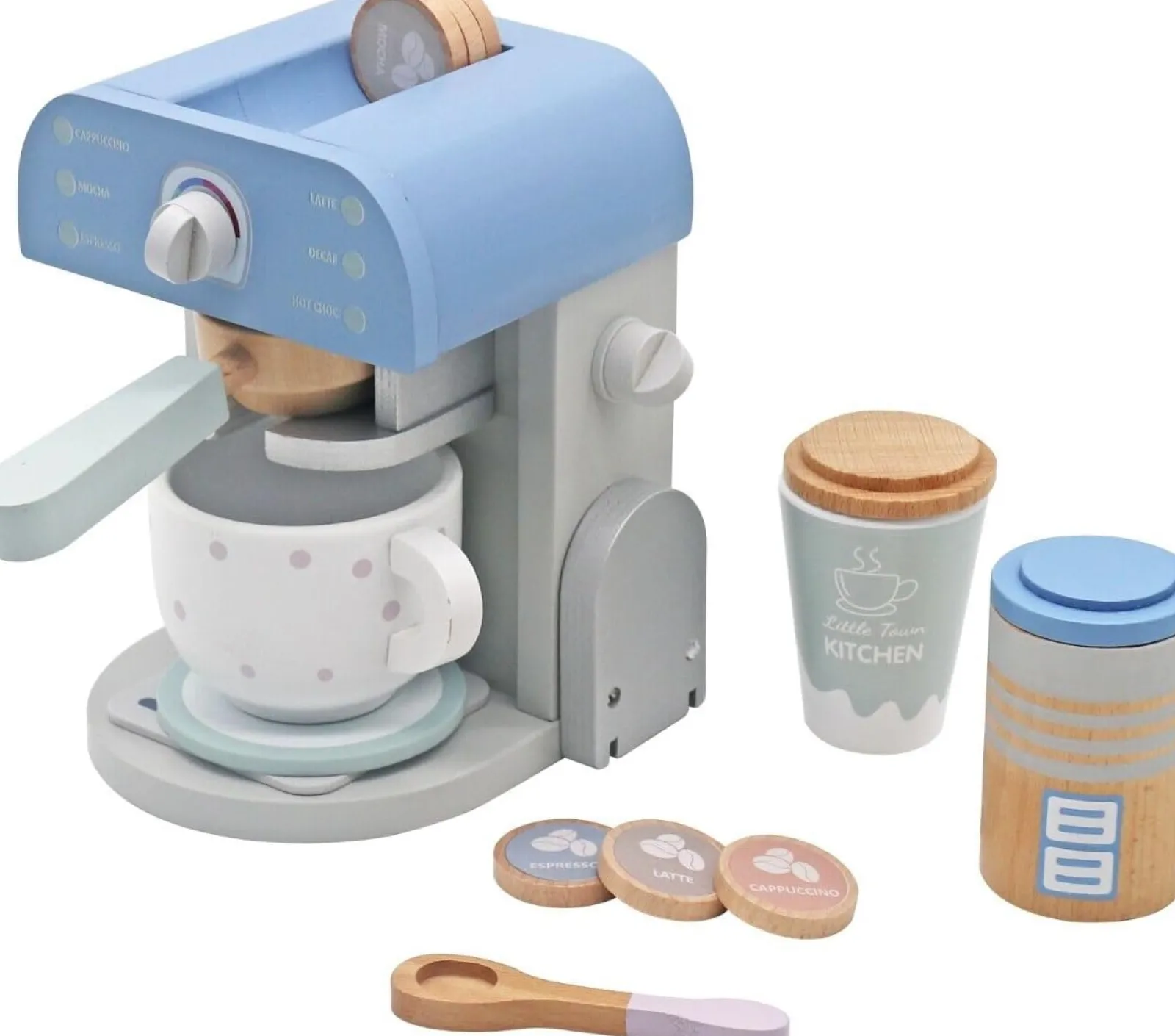 Little Helper Wooden Toys & Educational Toys | Montessori Wooden Coffee Machine | Barista Set with Accessories | Role Play | 36m+
