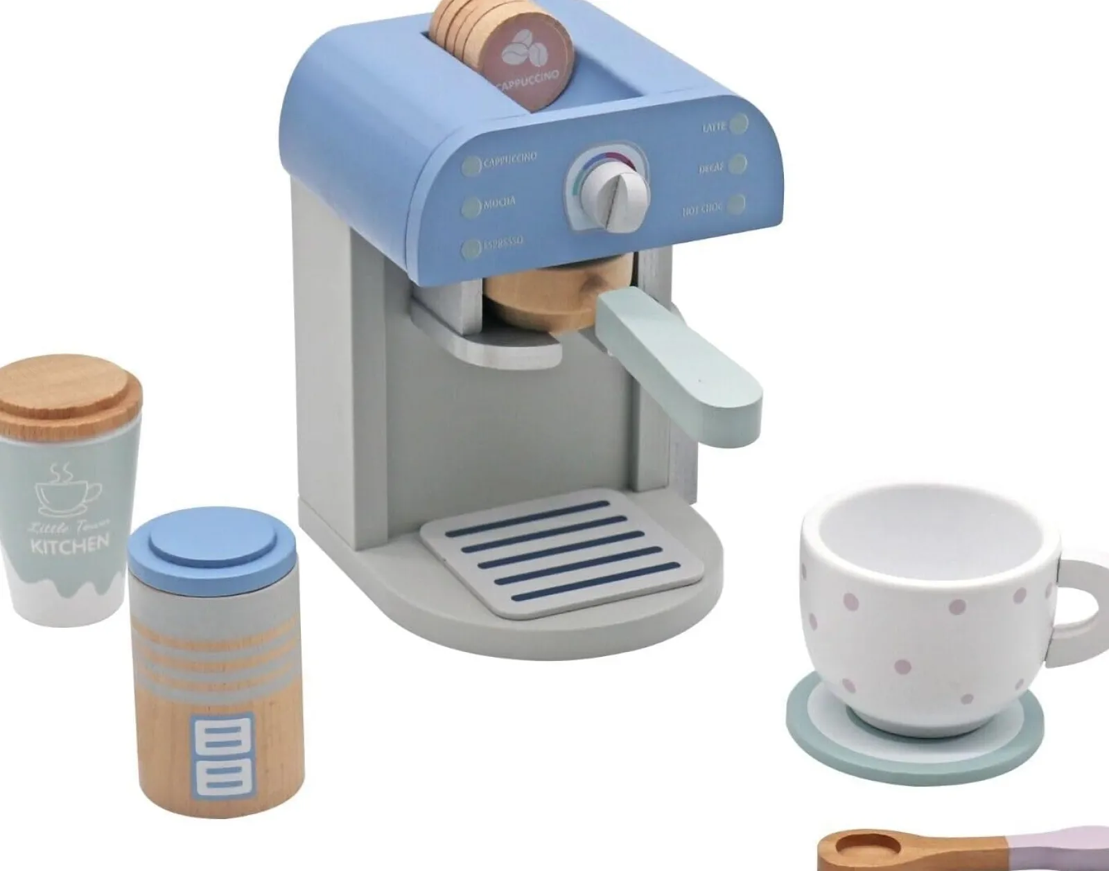 Little Helper Wooden Toys & Educational Toys | Montessori Wooden Coffee Machine | Barista Set with Accessories | Role Play | 36m+