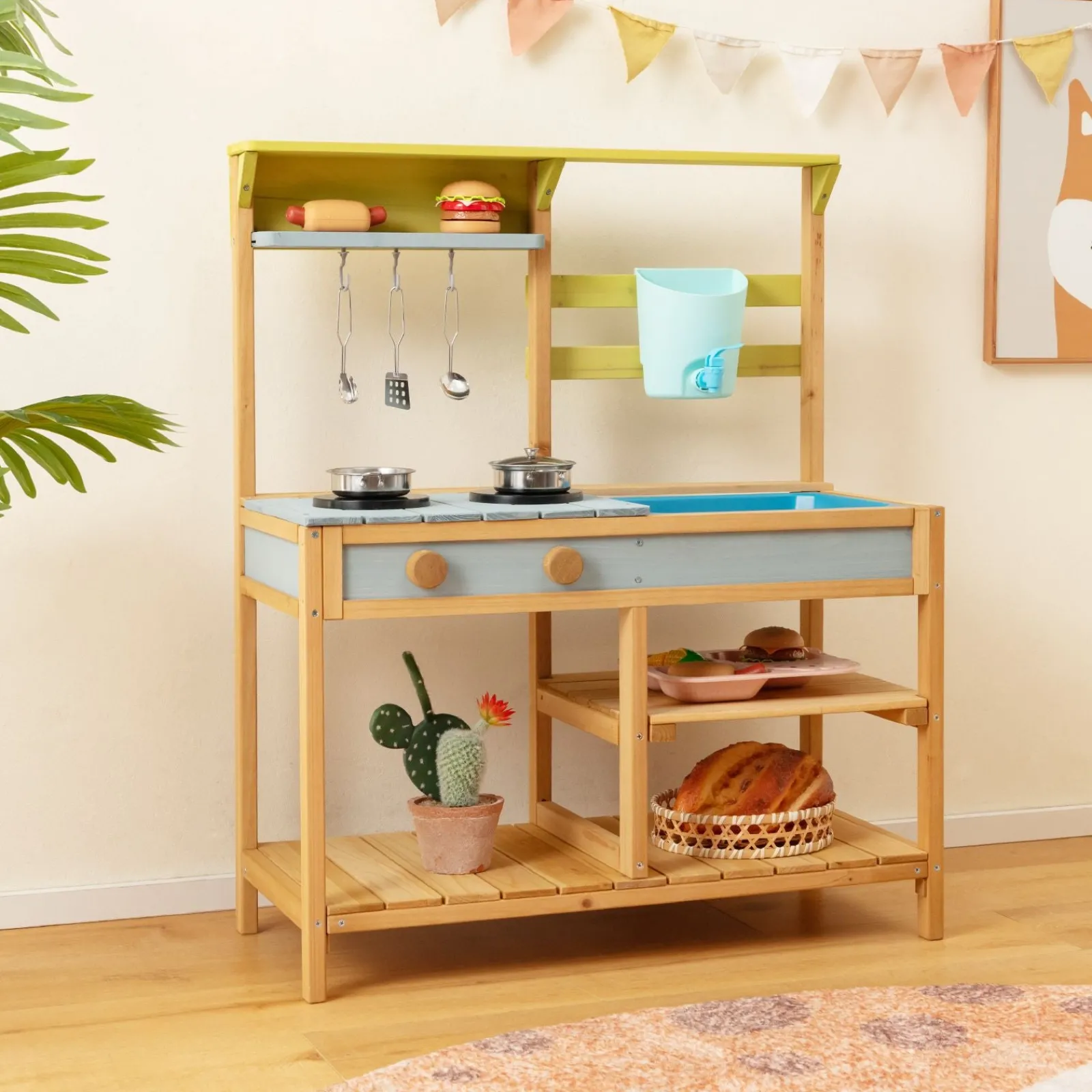 Little Helper Sand & Water Table & Sandpits & Mud Kitchens | Toy Kitchens | Montessori Wooden Kids Play Kitchen | Outdoor or Indoor | Tap & Water Box | 3 Years +