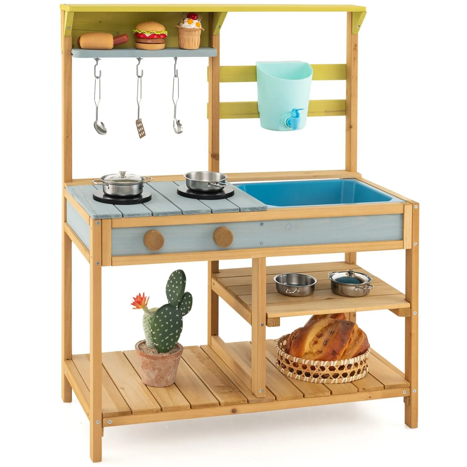 Little Helper Sand & Water Table & Sandpits & Mud Kitchens | Toy Kitchens | Montessori Wooden Kids Play Kitchen | Outdoor or Indoor | Tap & Water Box | 3 Years +