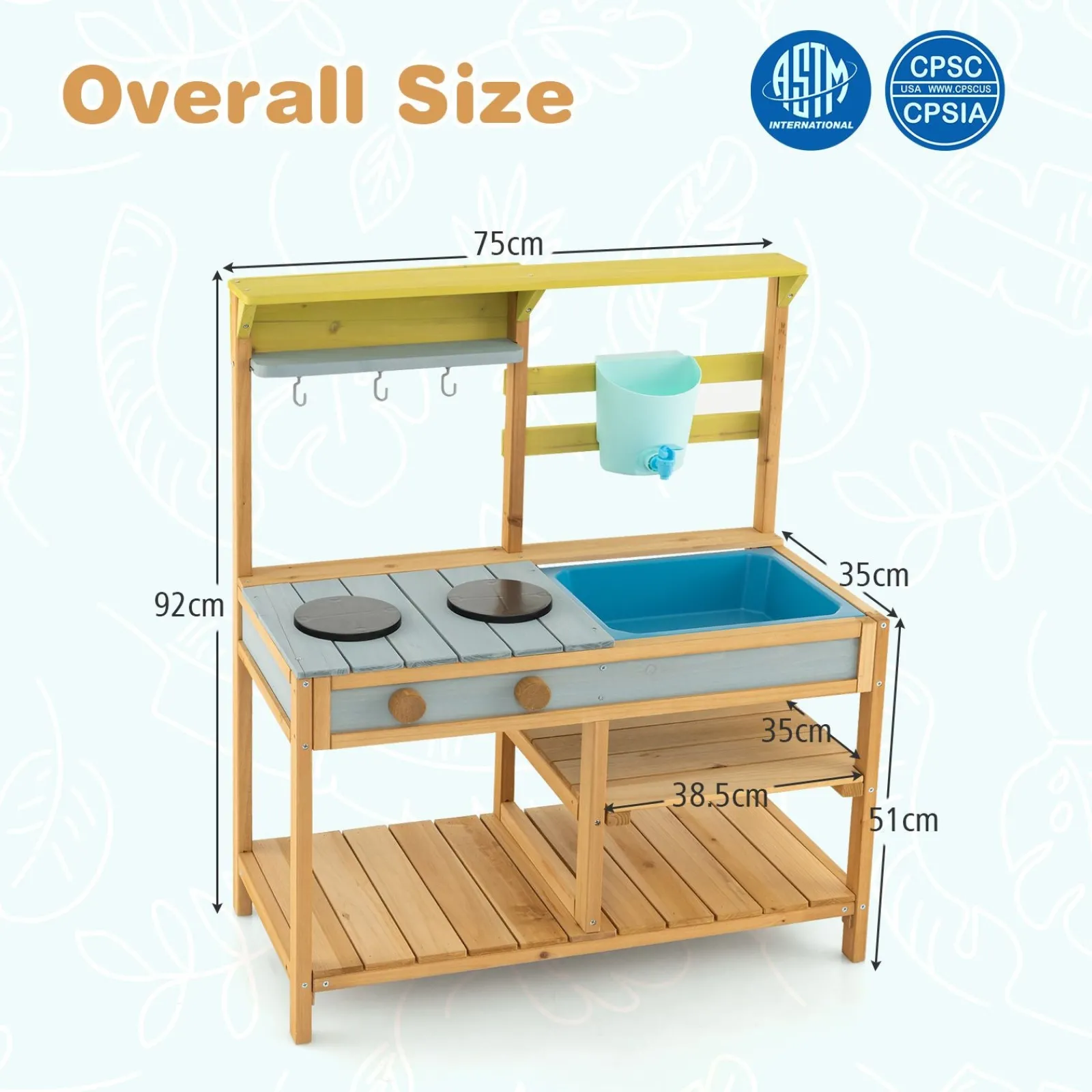 Little Helper Sand & Water Table & Sandpits & Mud Kitchens | Toy Kitchens | Montessori Wooden Kids Play Kitchen | Outdoor or Indoor | Tap & Water Box | 3 Years +