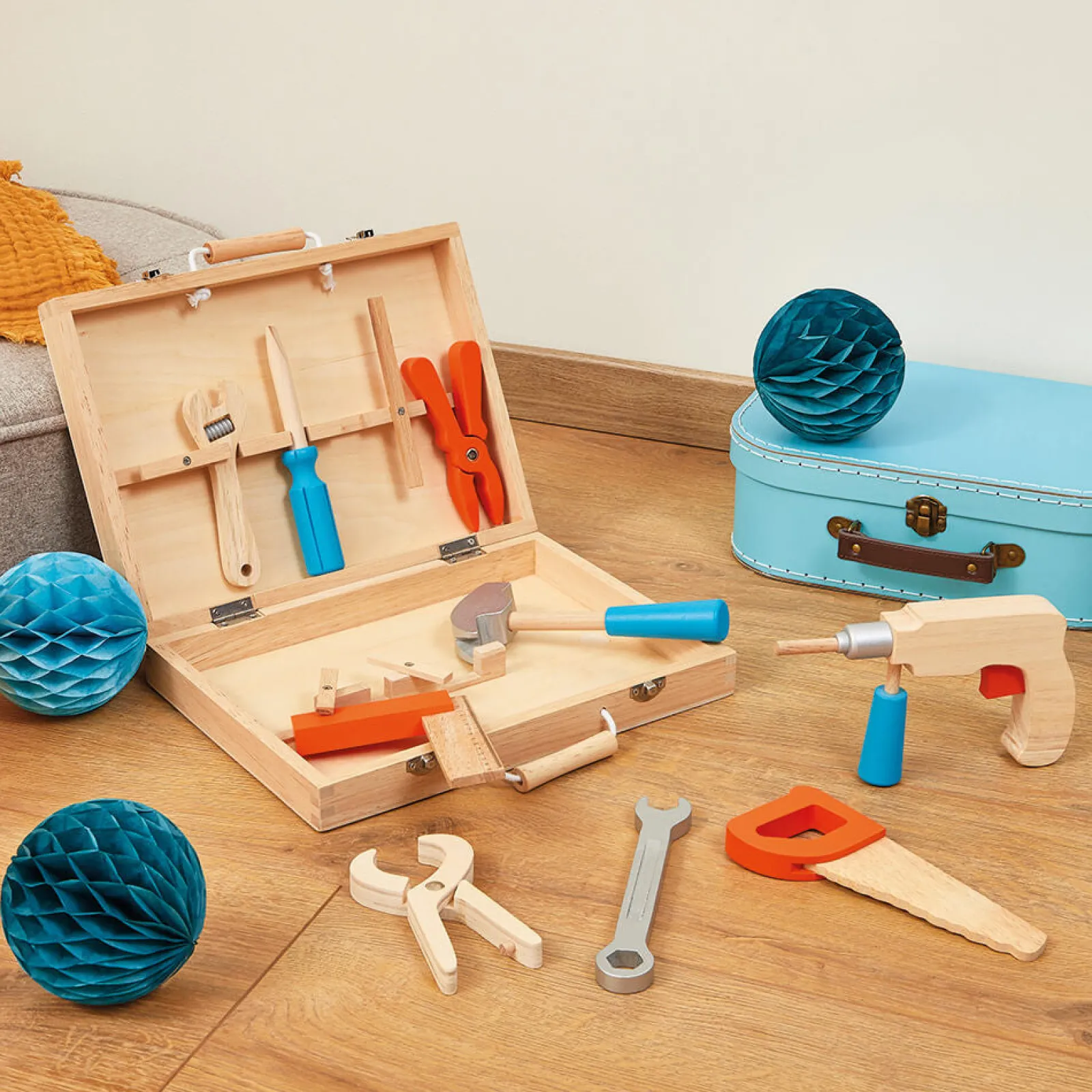 Little Helper Wooden Toys & Educational Toys | Role Play Toys & Pretend Play | Montessori Wooden Premium Quality Toy Tool Set For Kids in Wooden Carry Case | 3-8 Years