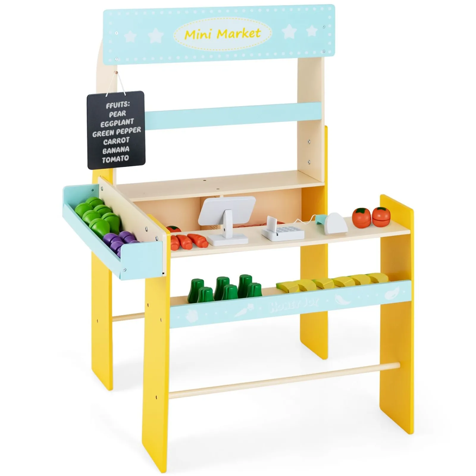 Little Helper Toy Kitchens | Role Play Toys & Pretend Play | Montessori Wooden Pretend Play Grocery Store | 36pc Vegetable Accessories | 3 years+