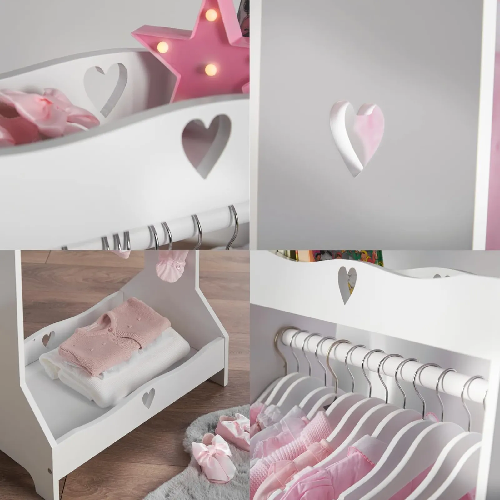Little Helper Montessori Toys & Products | Role Play Toys & Pretend Play | Montessori Wooden Sweetheart Dress-up Rail | Clothes Rail & Mirror | White | 3-13 Years