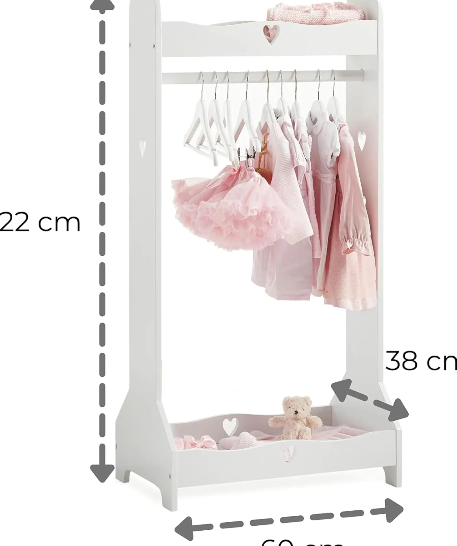 Little Helper Montessori Toys & Products | Role Play Toys & Pretend Play | Montessori Wooden Sweetheart Dress-up Rail | Clothes Rail & Mirror | White | 3-13 Years