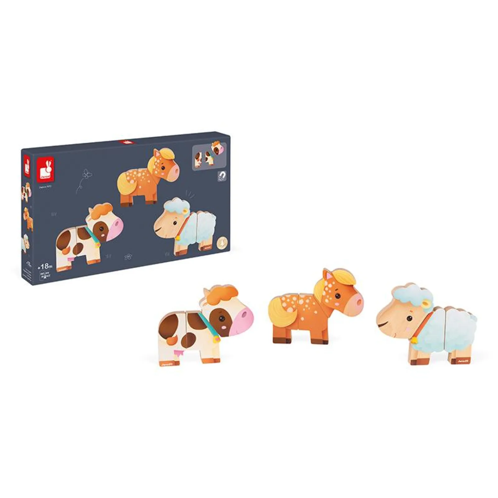 Little Helper Wooden Toys & Educational Toys | Baby Gifts | Montessori Wooden Toy | Funny Farm Animal Magnets Set | Puzzles & Games