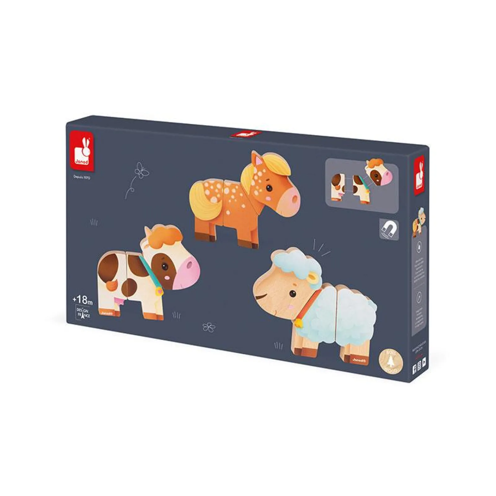 Little Helper Wooden Toys & Educational Toys | Baby Gifts | Montessori Wooden Toy | Funny Farm Animal Magnets Set | Puzzles & Games