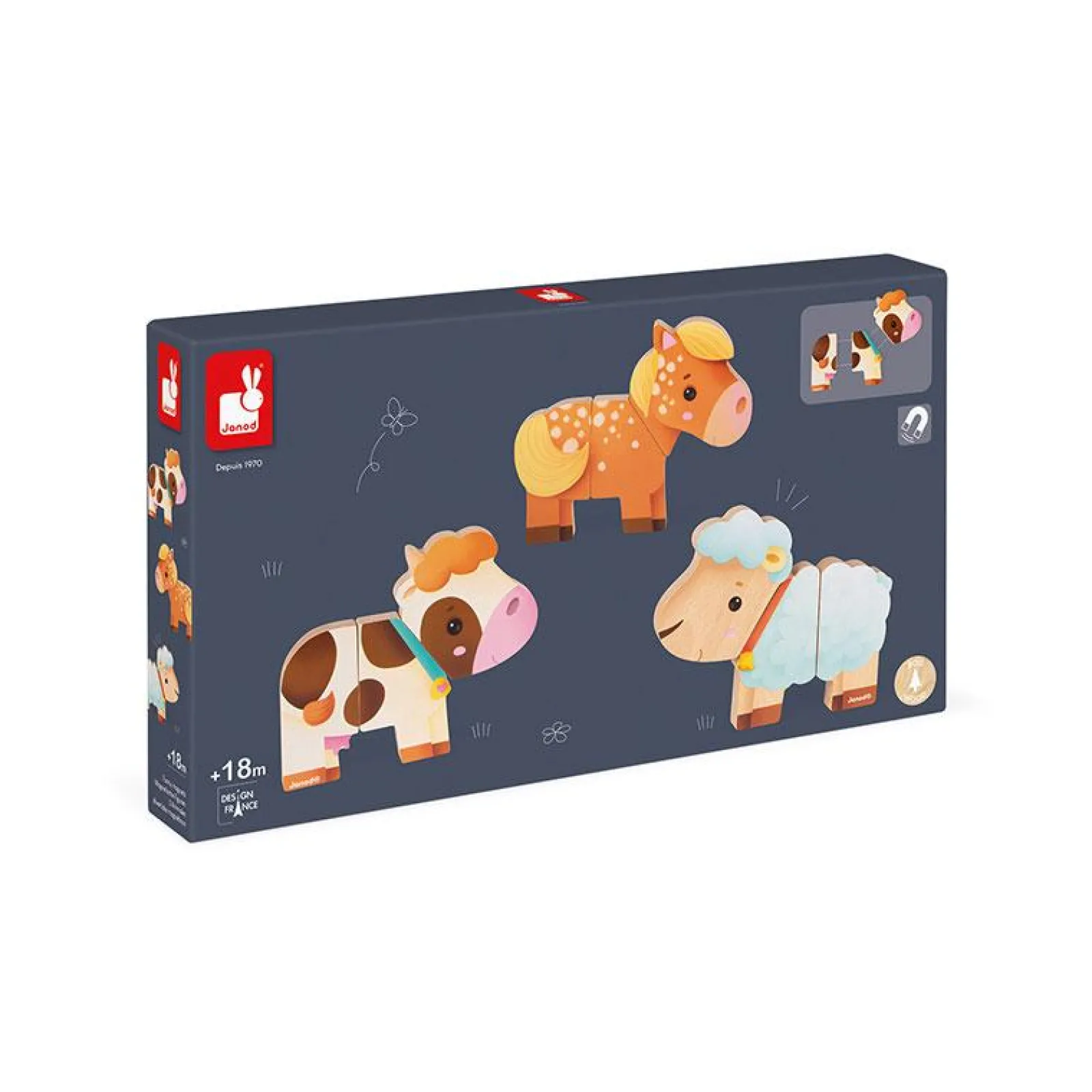 Little Helper Wooden Toys & Educational Toys | Baby Gifts | Montessori Wooden Toy | Funny Farm Animal Magnets Set | Puzzles & Games