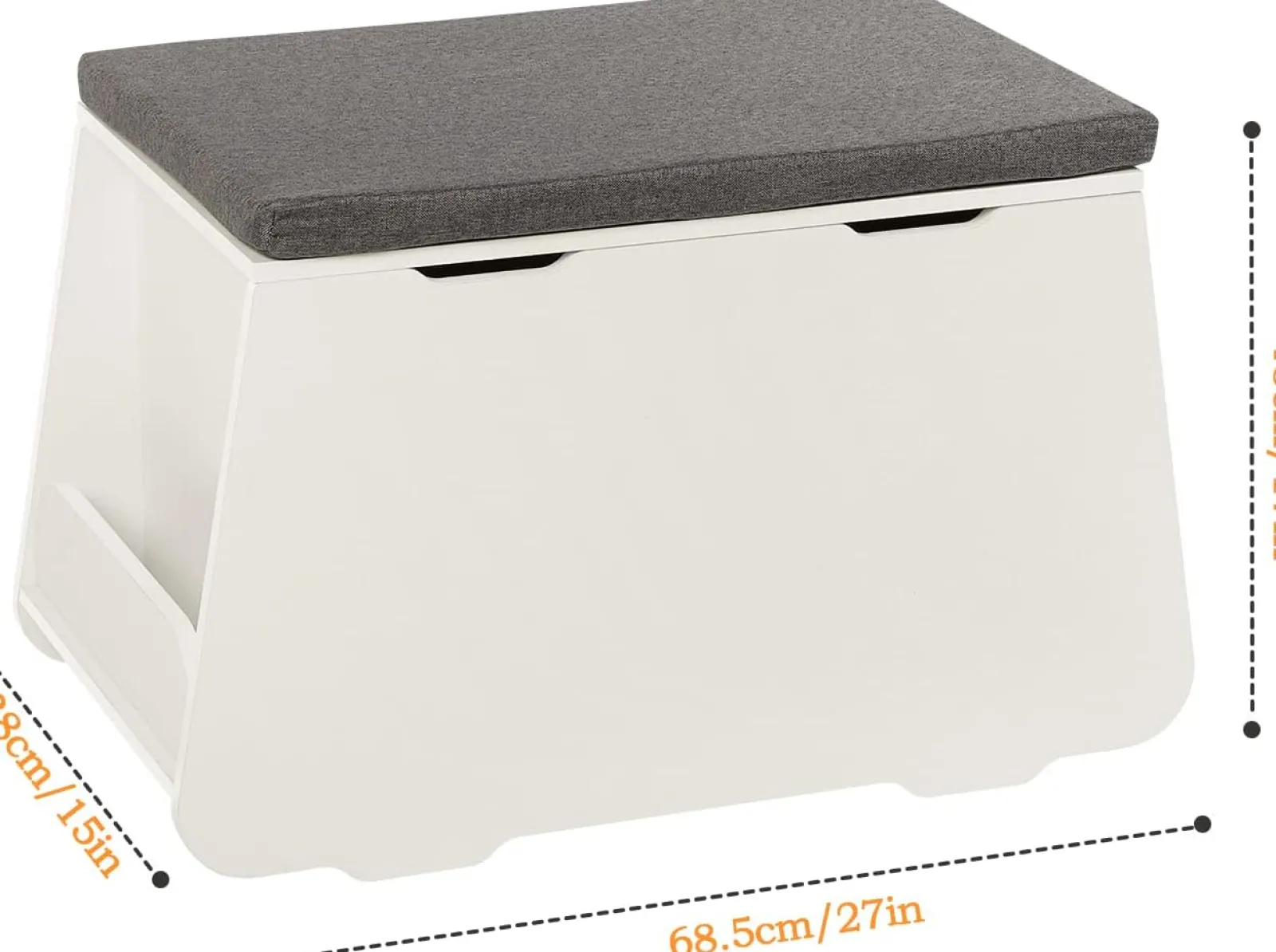 Little Helper Toy Box & Blanket Box | Toy Box & Blanket Box | Montessori Wooden Toy Box with Lid | Grey Padded Seat | Storage Chest | White