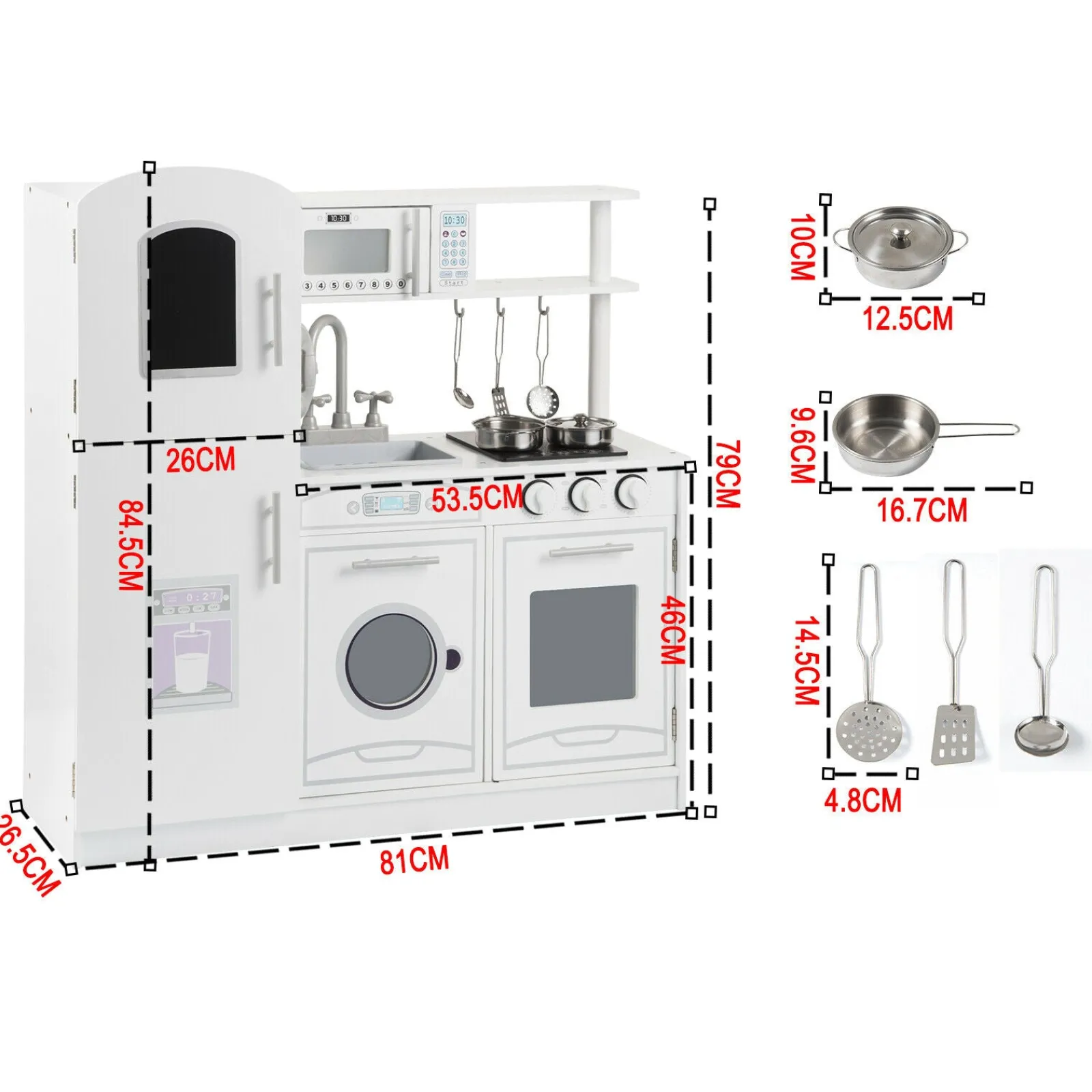 Little Helper Wooden Toys & Educational Toys | Toy Kitchens | Montessori Wooden Toy Kitchen | Microwave | Washing Machine | Oven | Fridge | Phone