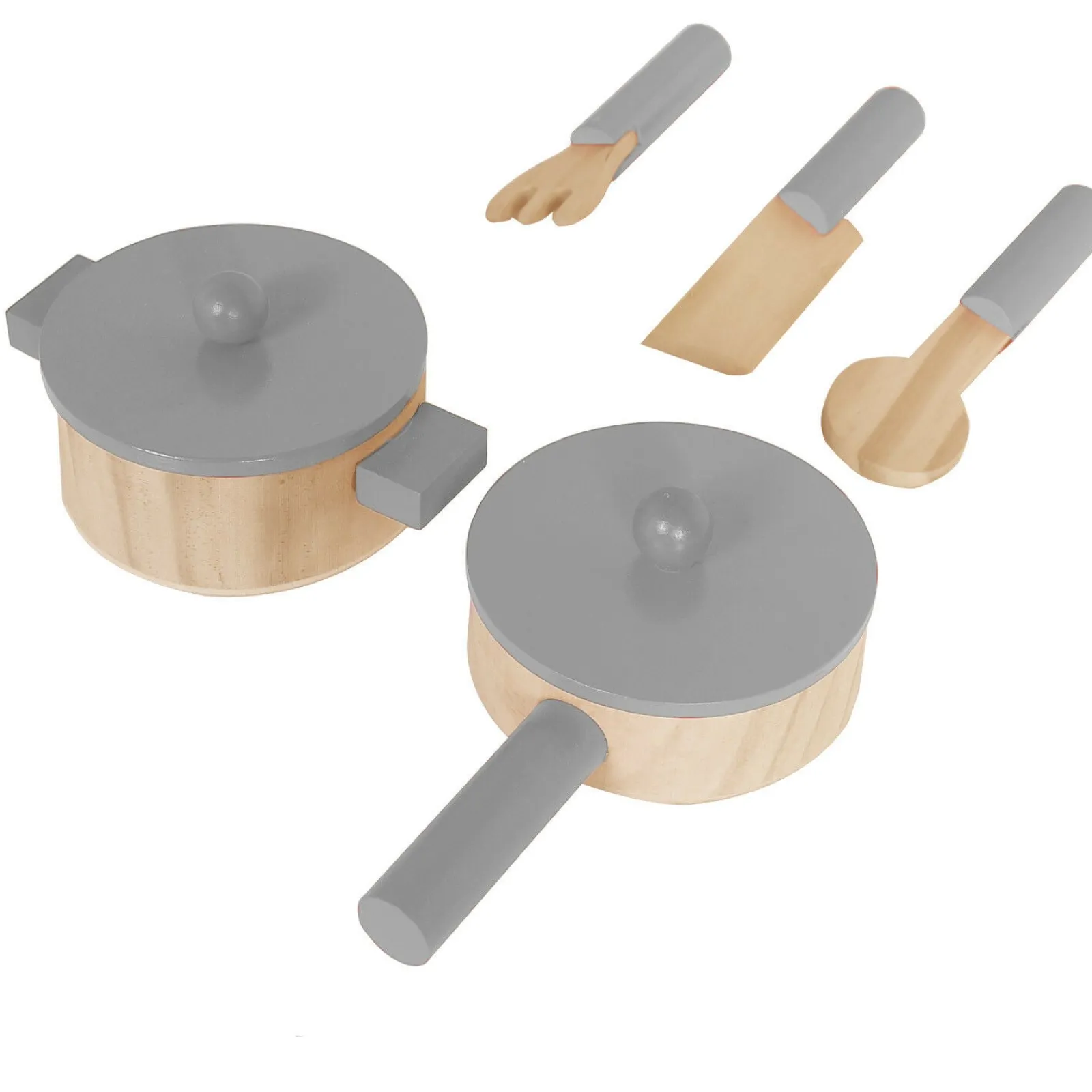Little Helper Wooden Toys & Educational Toys | Toy Kitchens | Montessori Wooden Toy Kitchen with Microwave, Oven, Pans & Utensils | Realistic Features | White & Grey