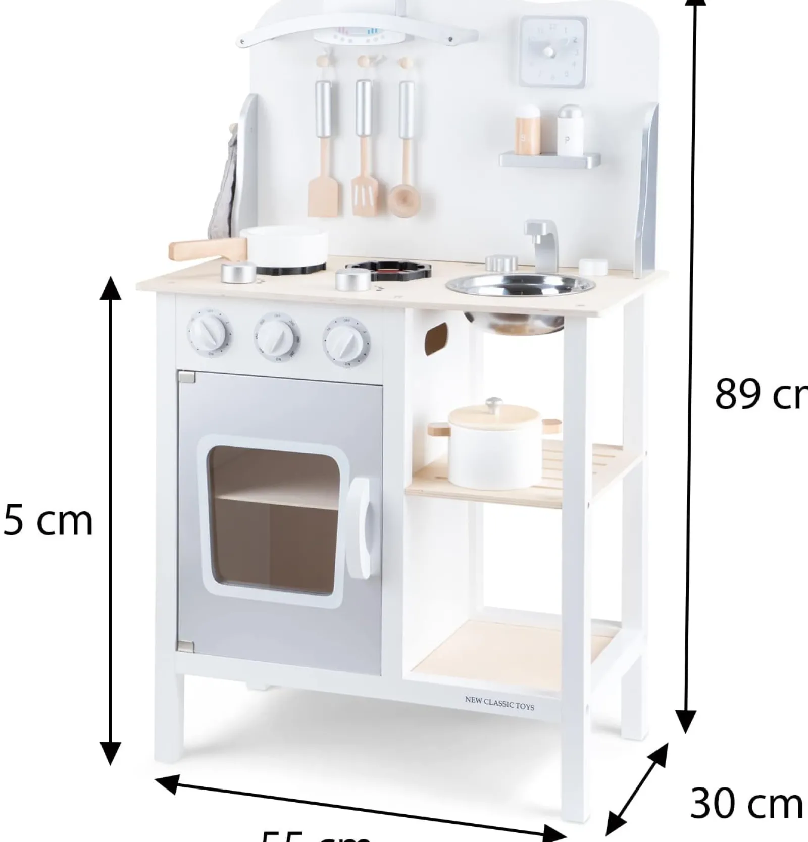 Little Helper Wooden Toys & Educational Toys | Toy Kitchens | Montessori Wooden Toy Kitchen with Realistic Accessories & Blackboard | Natural & White