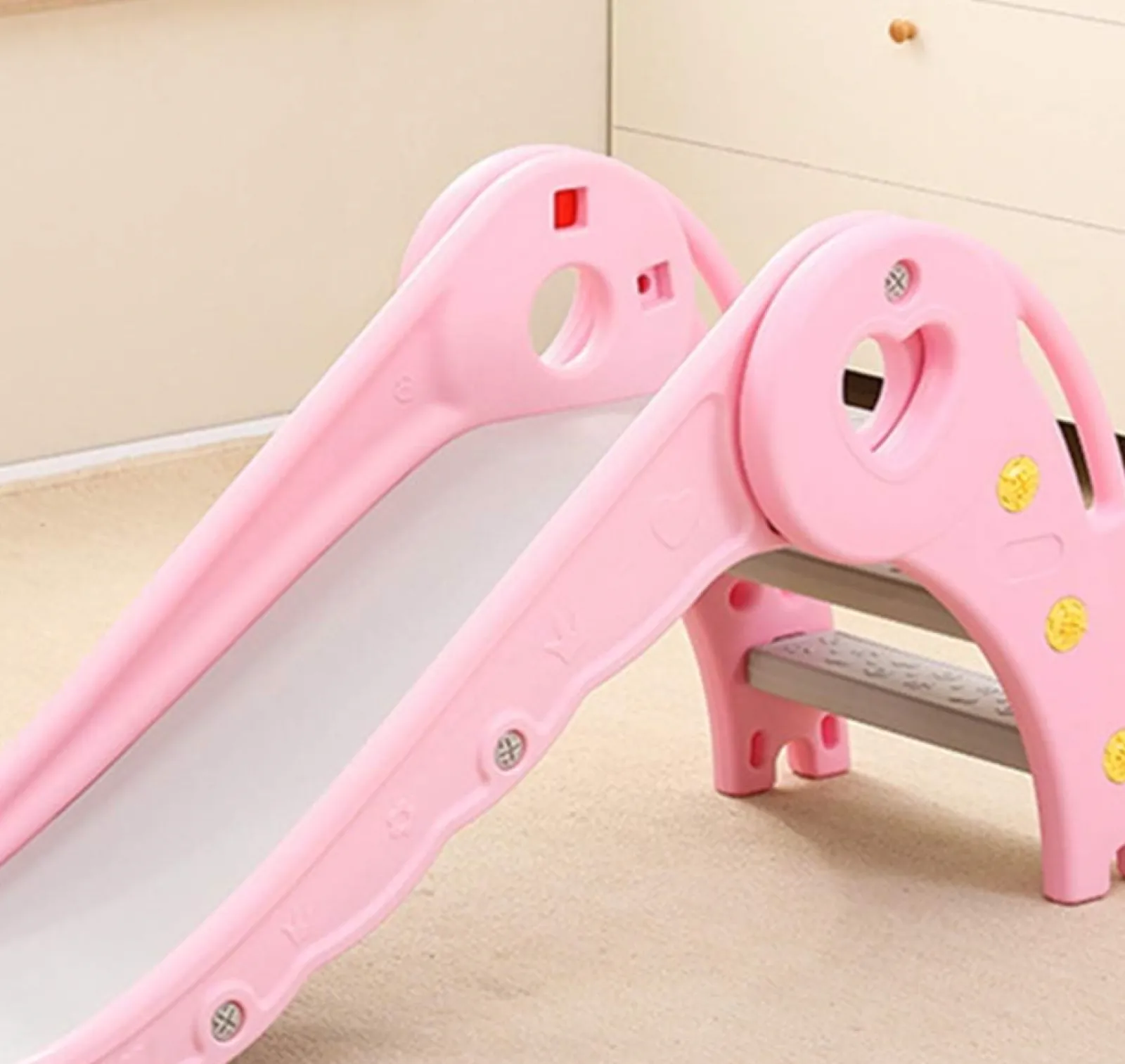 Little Helper Swing & Slide Sets & Garden Play & Trampolines | Activity Toys | My First Folding Slide | Hard Plastic Material | Extra Wide Safety Base | Pink or Green | 12m+