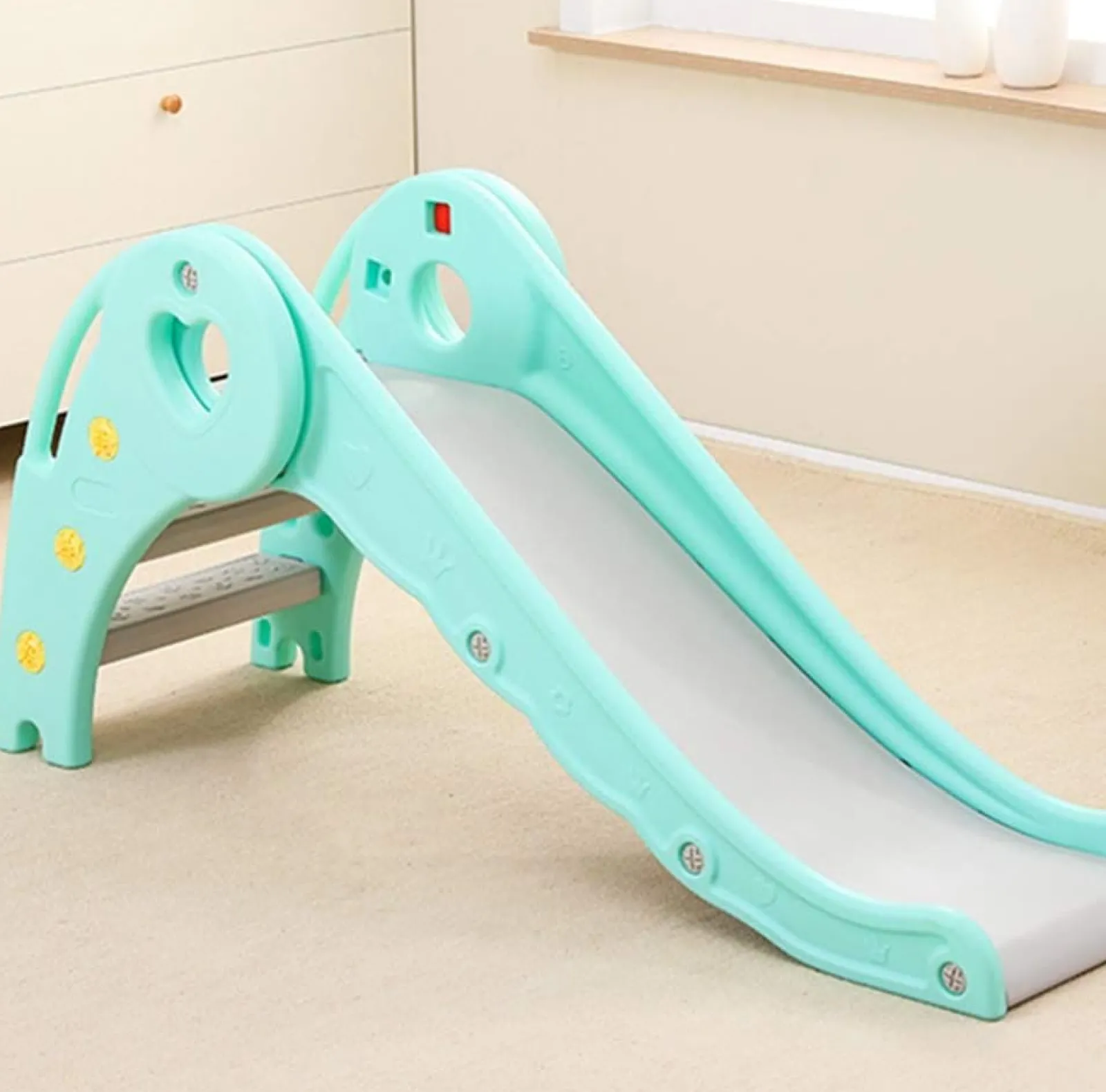 Little Helper Swing & Slide Sets & Garden Play & Trampolines | Activity Toys | My First Folding Slide | Hard Plastic Material | Extra Wide Safety Base | Pink or Green | 12m+