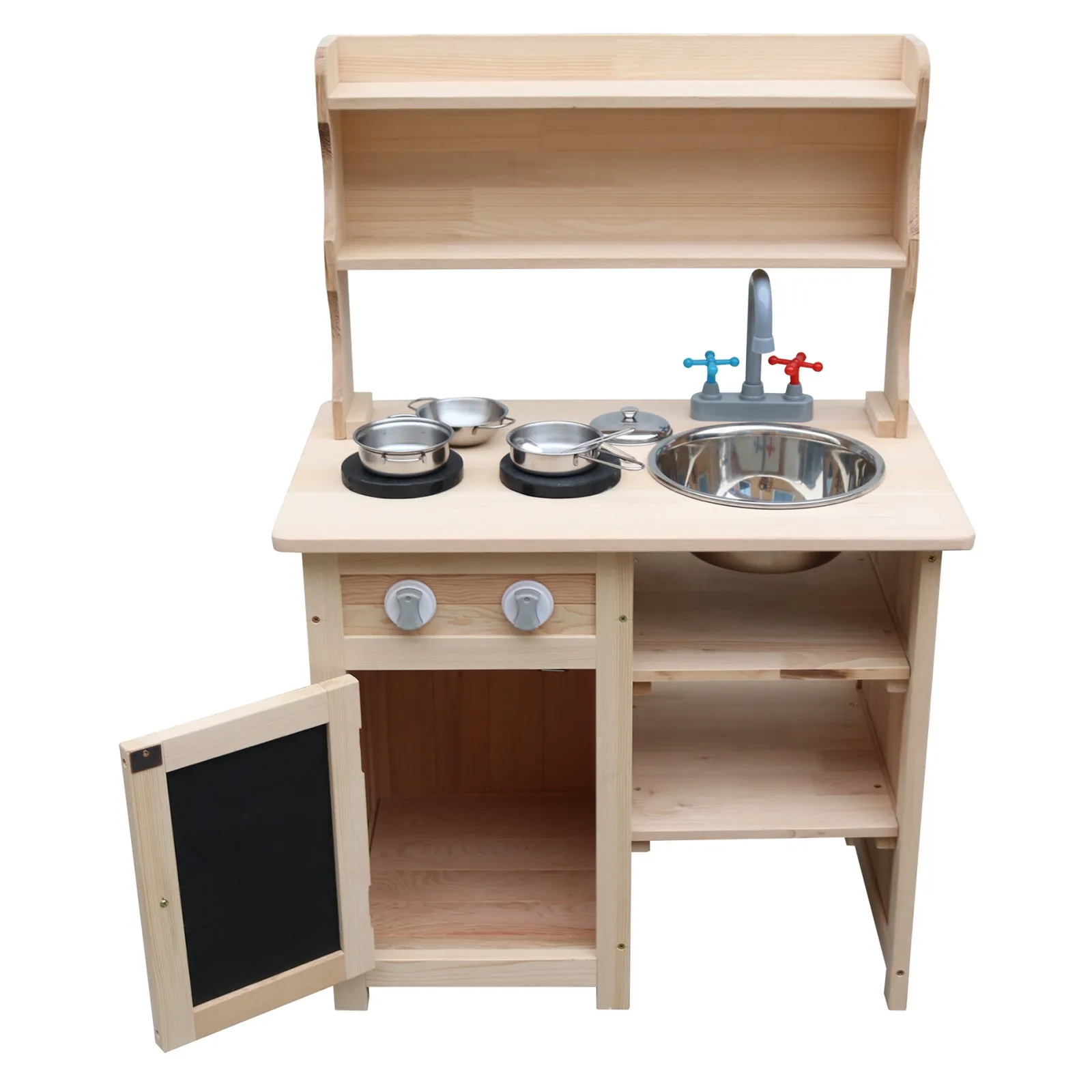 Little Helper Sand & Water Table & Sandpits & Mud Kitchens | Toy Kitchens | Non-allergenic | Eco Friendly Montessori Natural Wooden Kids Mud Kitchen | Indoor & Outdoor Wooden Toy Kitchen | 3 Years+